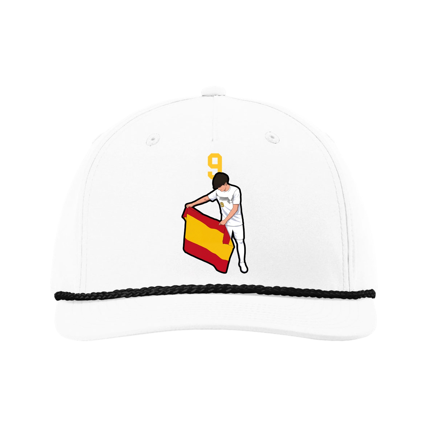 Five-Panel Classic Rope Cap — Number Top in White