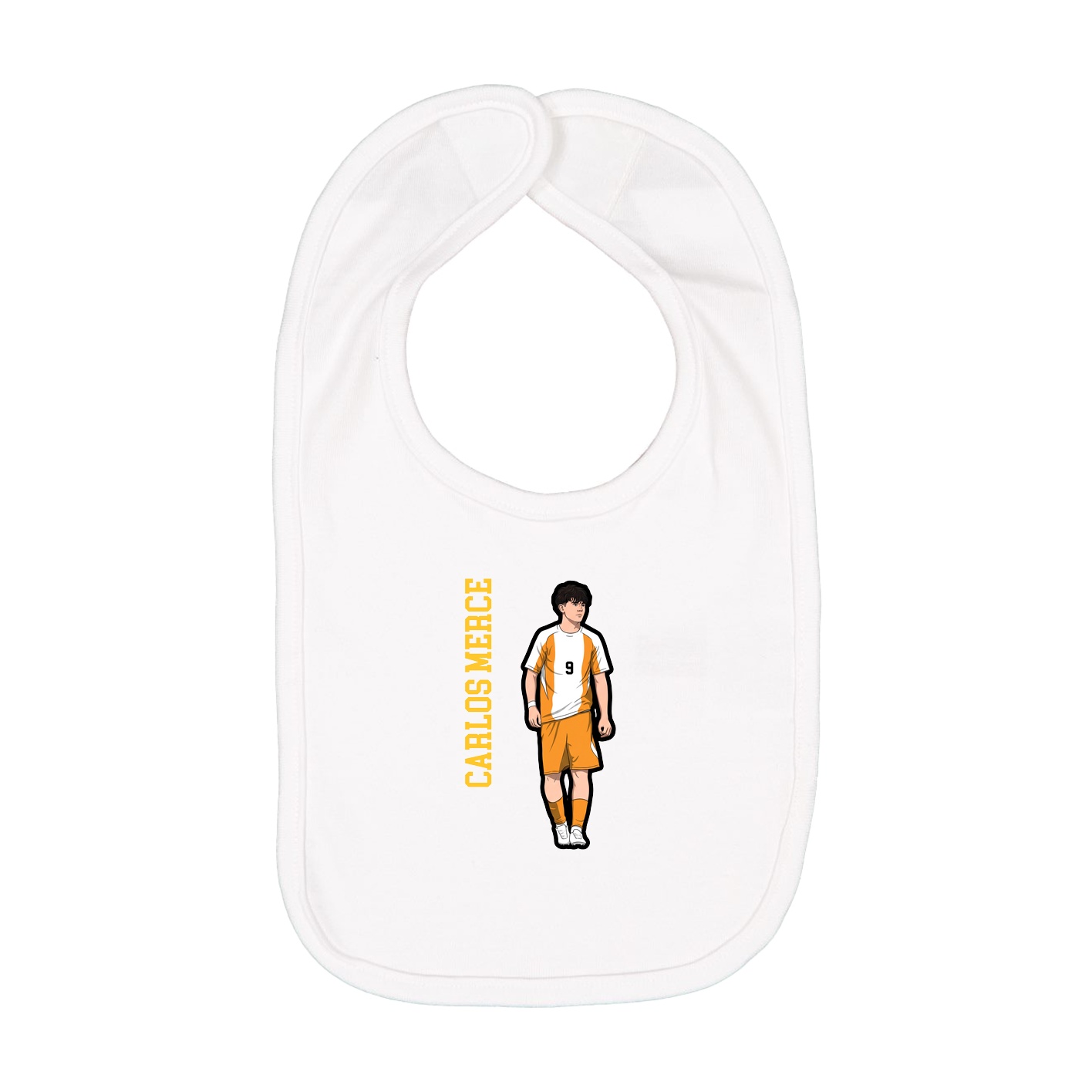 Infant Bib — Name Vertical in White