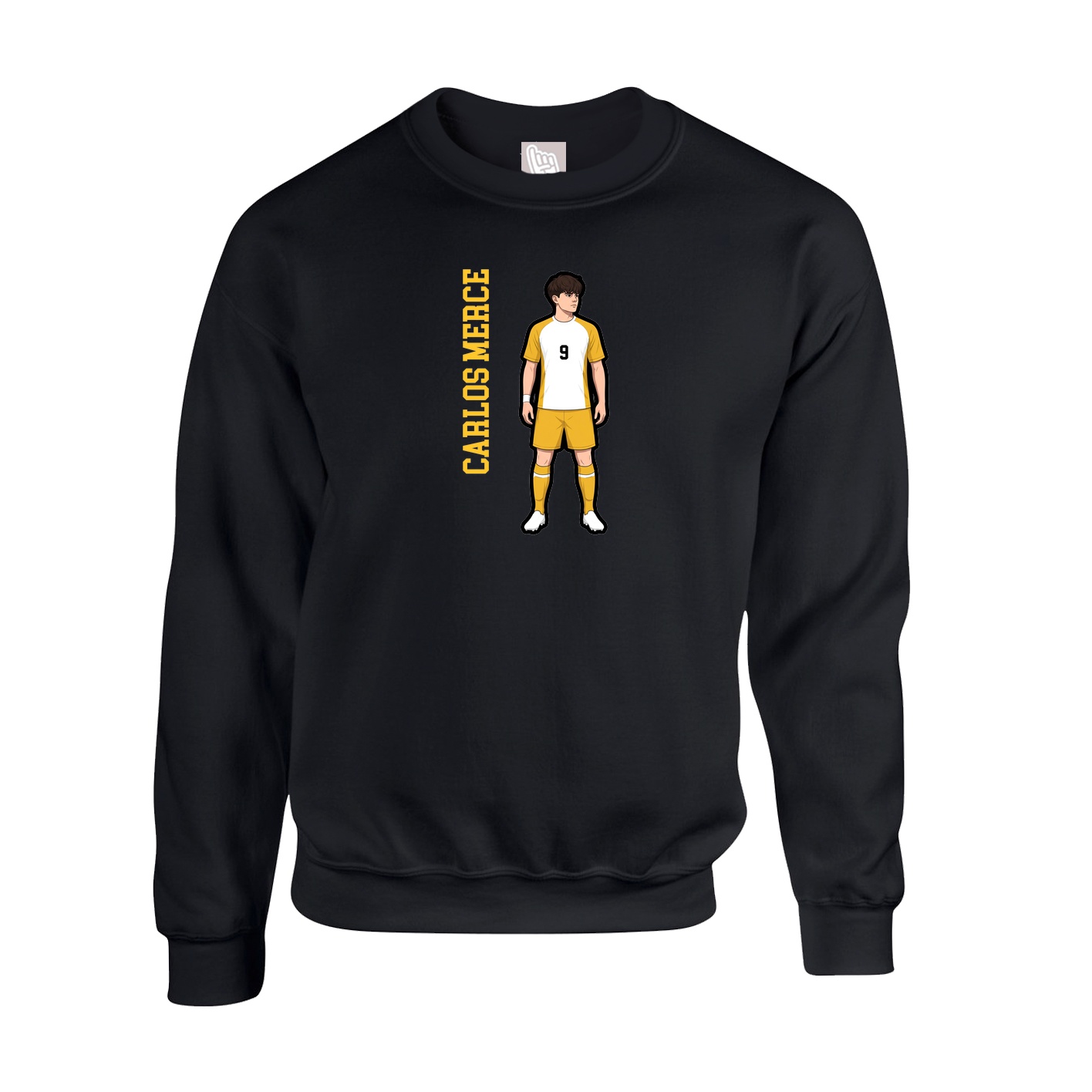 Fleece Crew — Name Vertical in Black