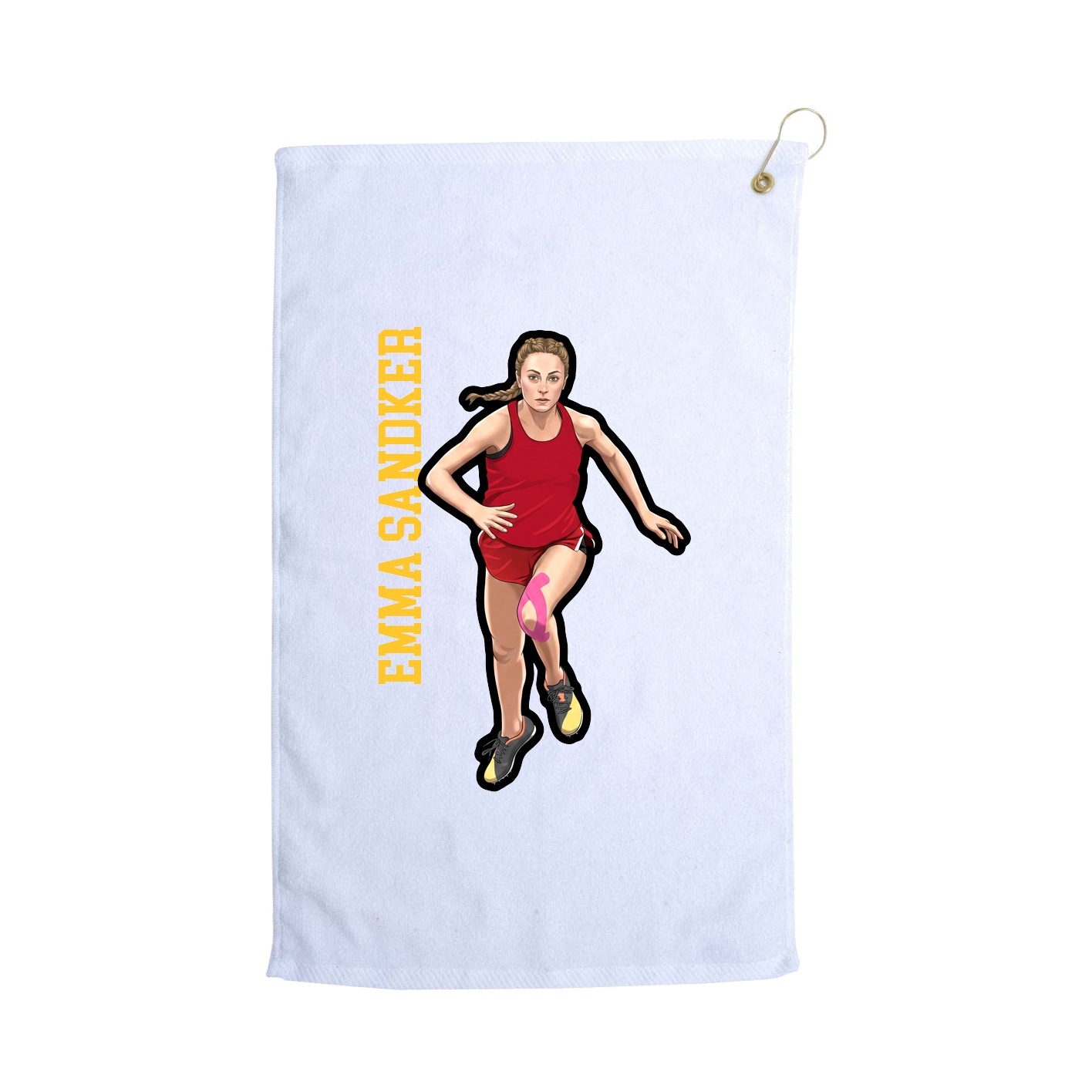 Golf Towel — Name Vertical in White