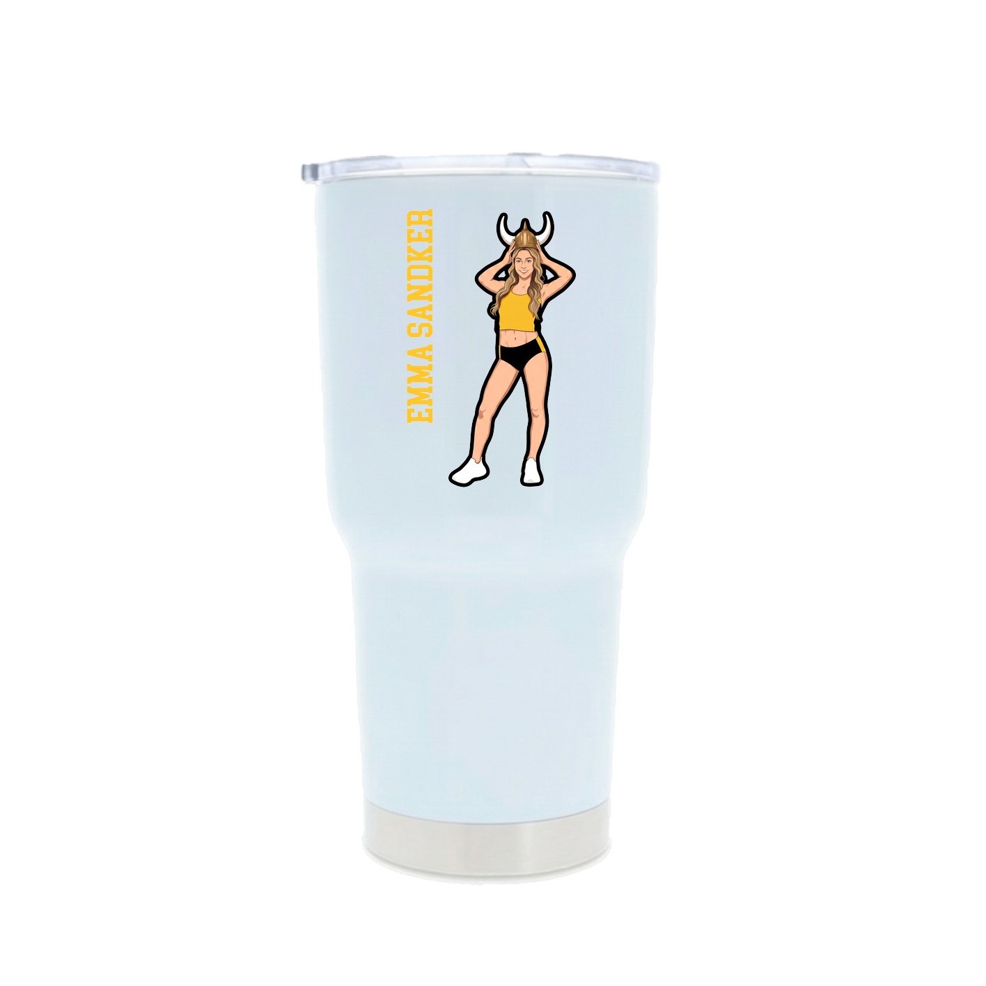 30oz Stainless Steel Tumbler — Name Vertical in White