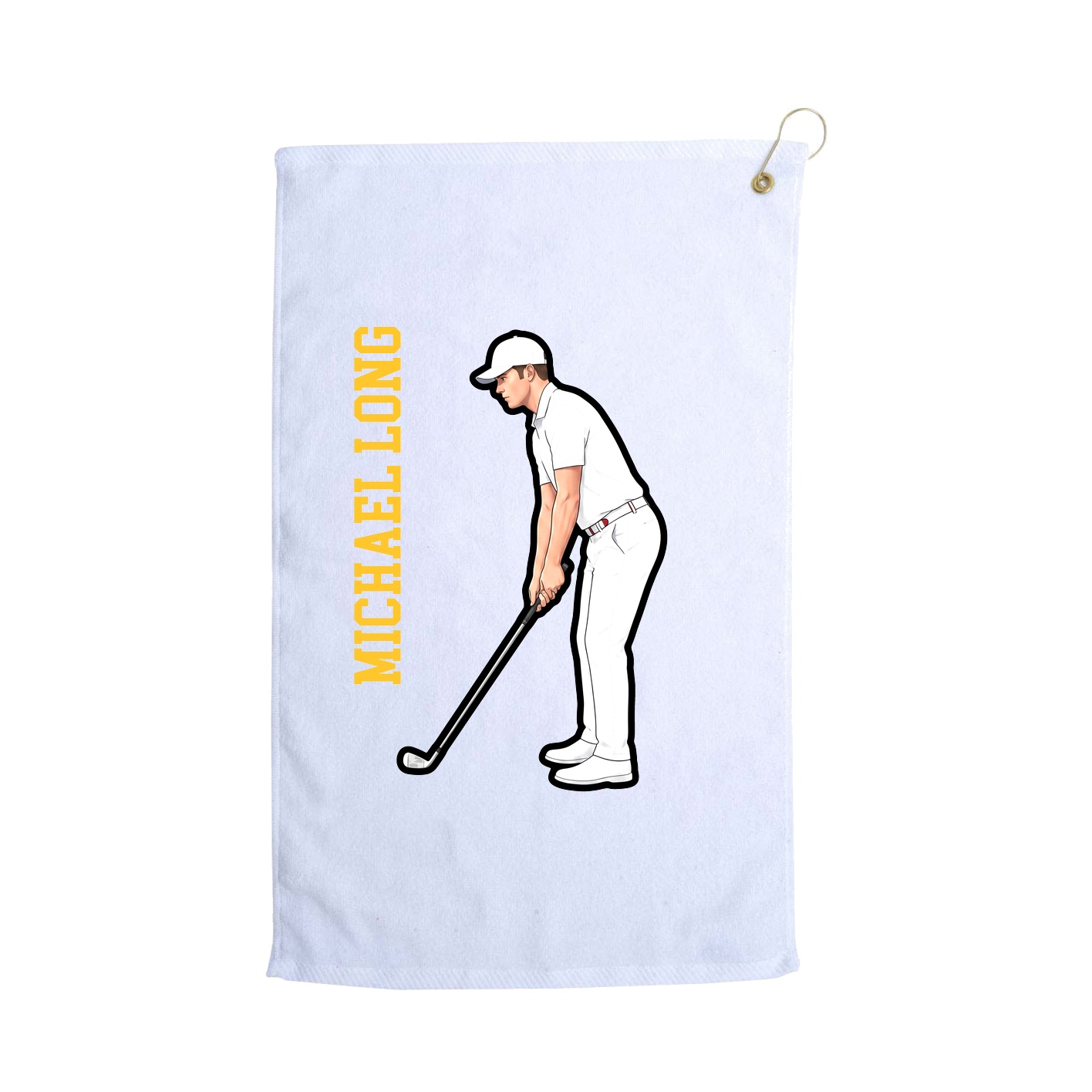 Golf Towel — Name Vertical in White