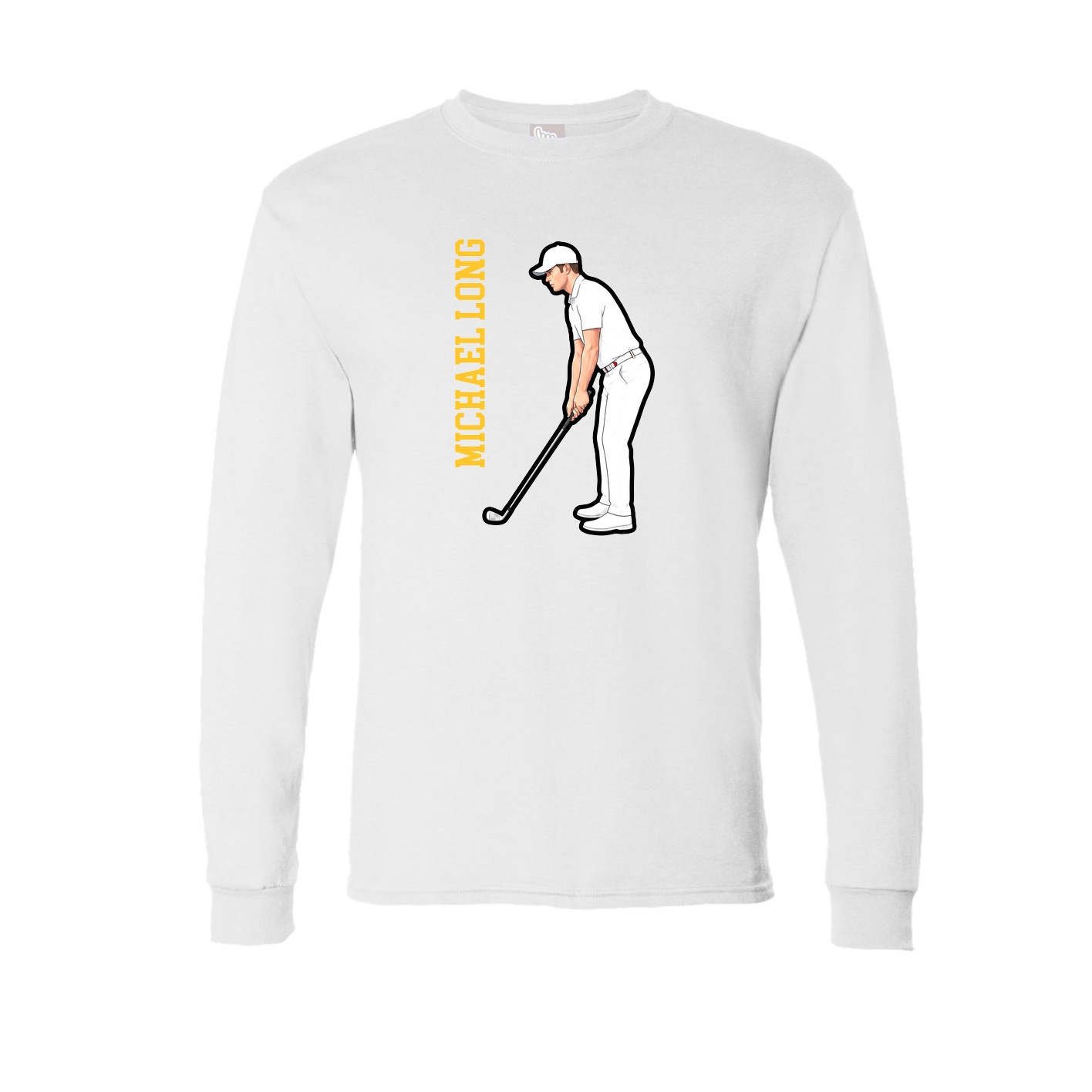 Long Sleeve Tee — Name Vertical in White