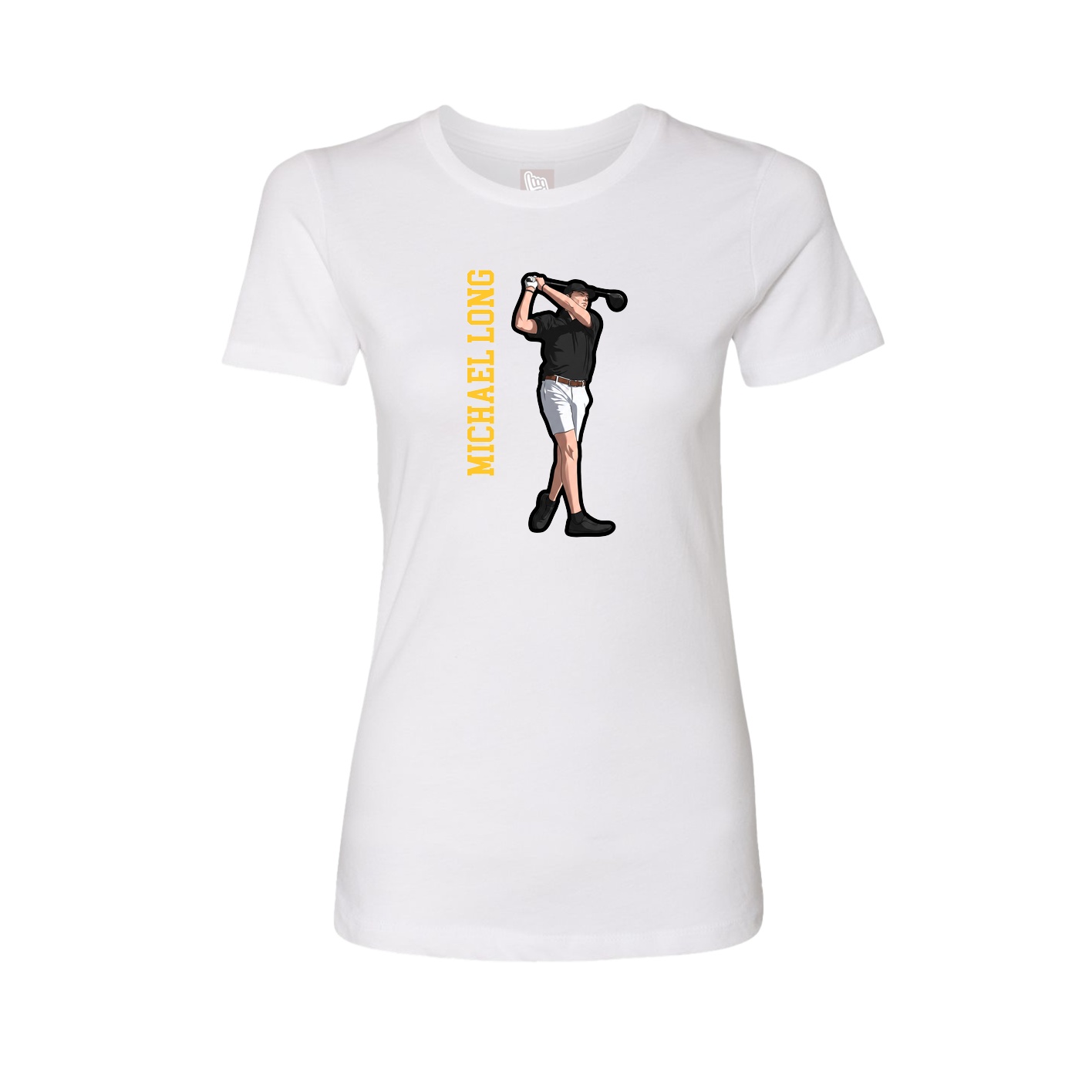 Fitted Women's Tee — Name Vertical in White