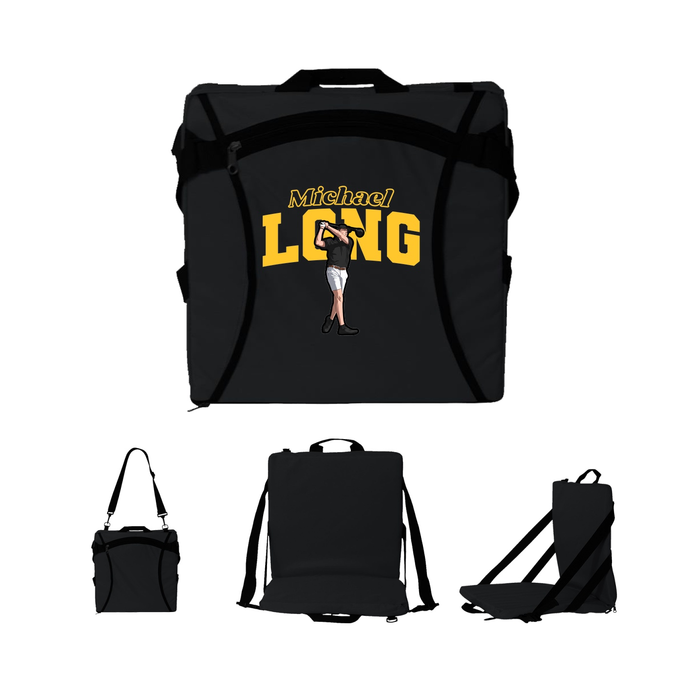 Folding Stadium Seat — Name Arch in Black