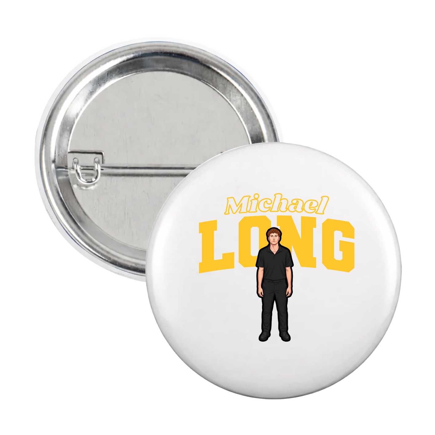 Game Day Button — Name Arch in White