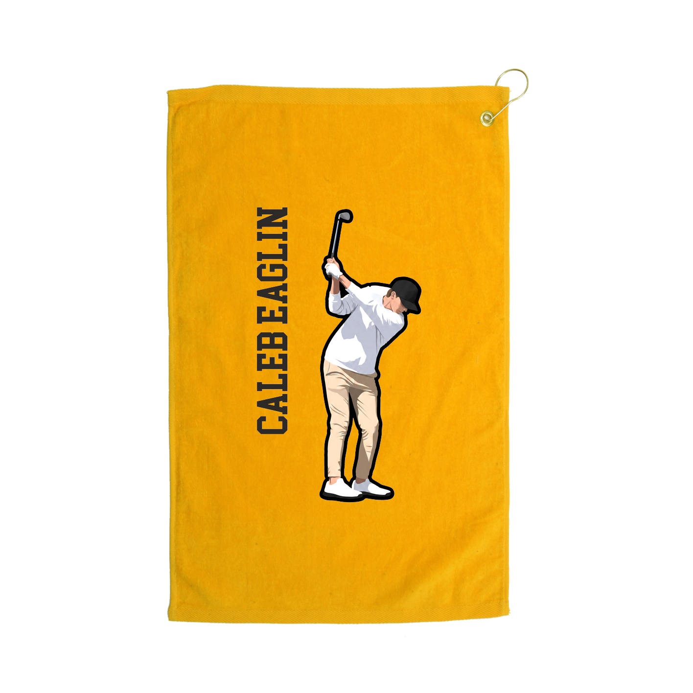 Golf Towel — Name Vertical in Gold