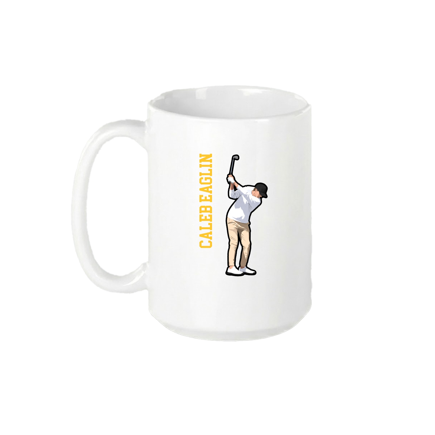15oz Coffee Mug — Name Vertical in White