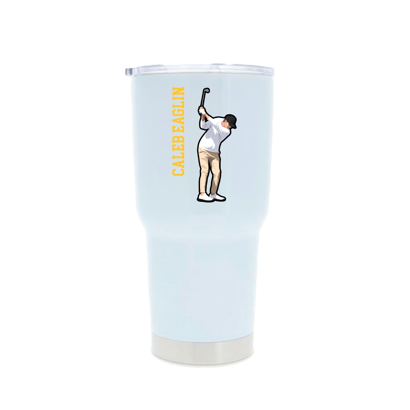 30oz Stainless Steel Tumbler — Name Vertical in White
