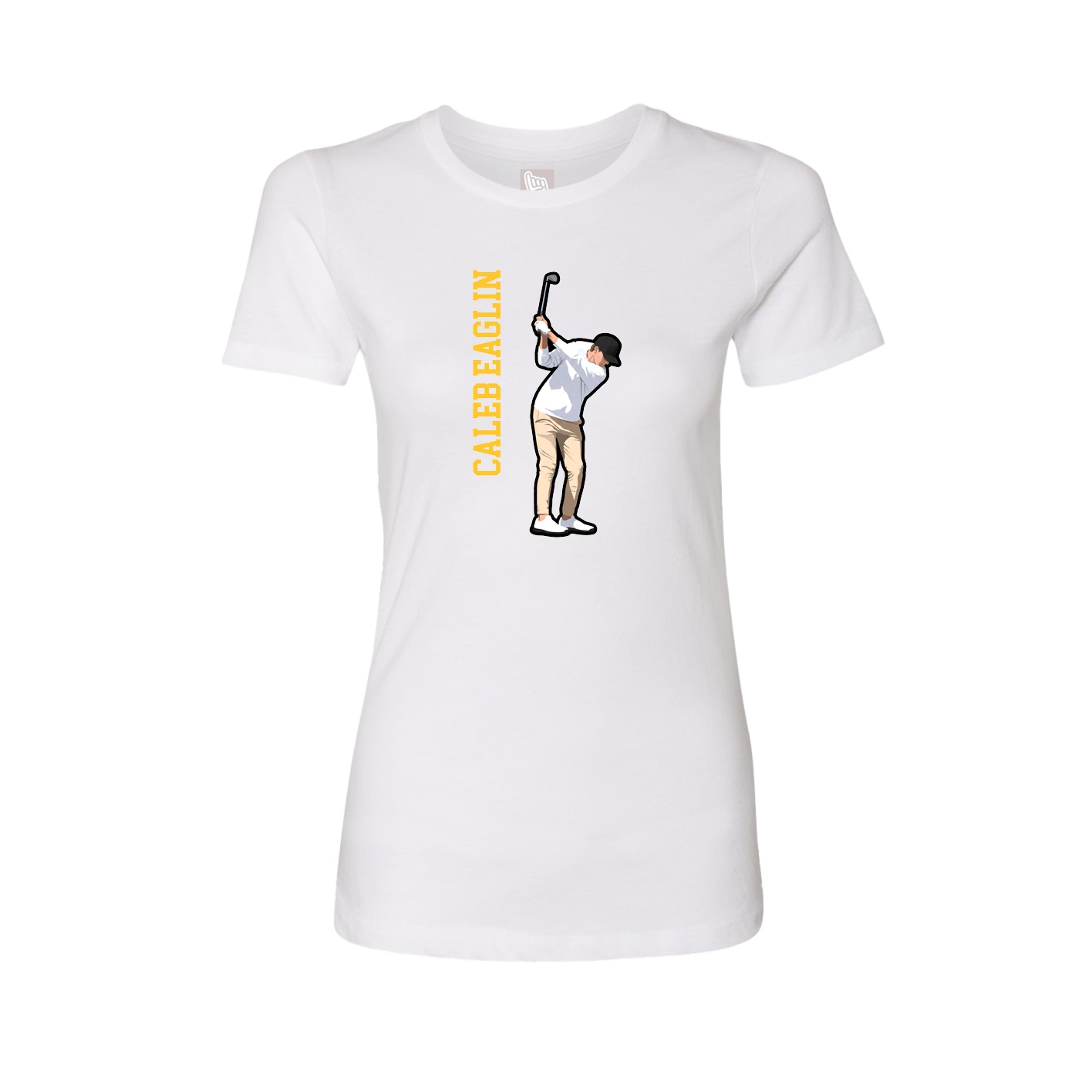 Fitted Women's Tee — Name Vertical in White