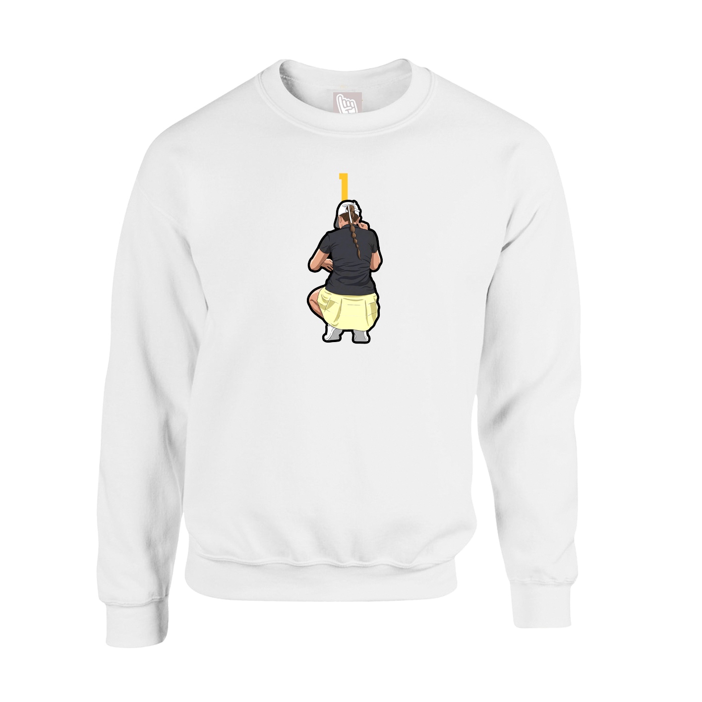 Fleece Crew — Number Top in White