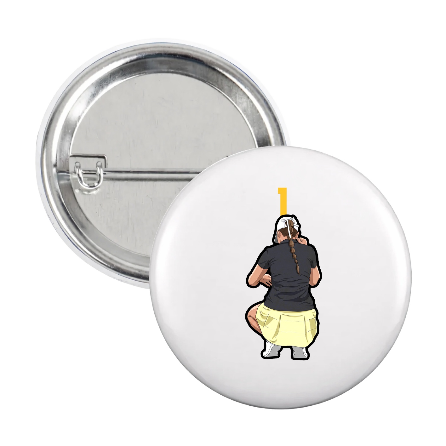 Game Day Button — Number Top in White