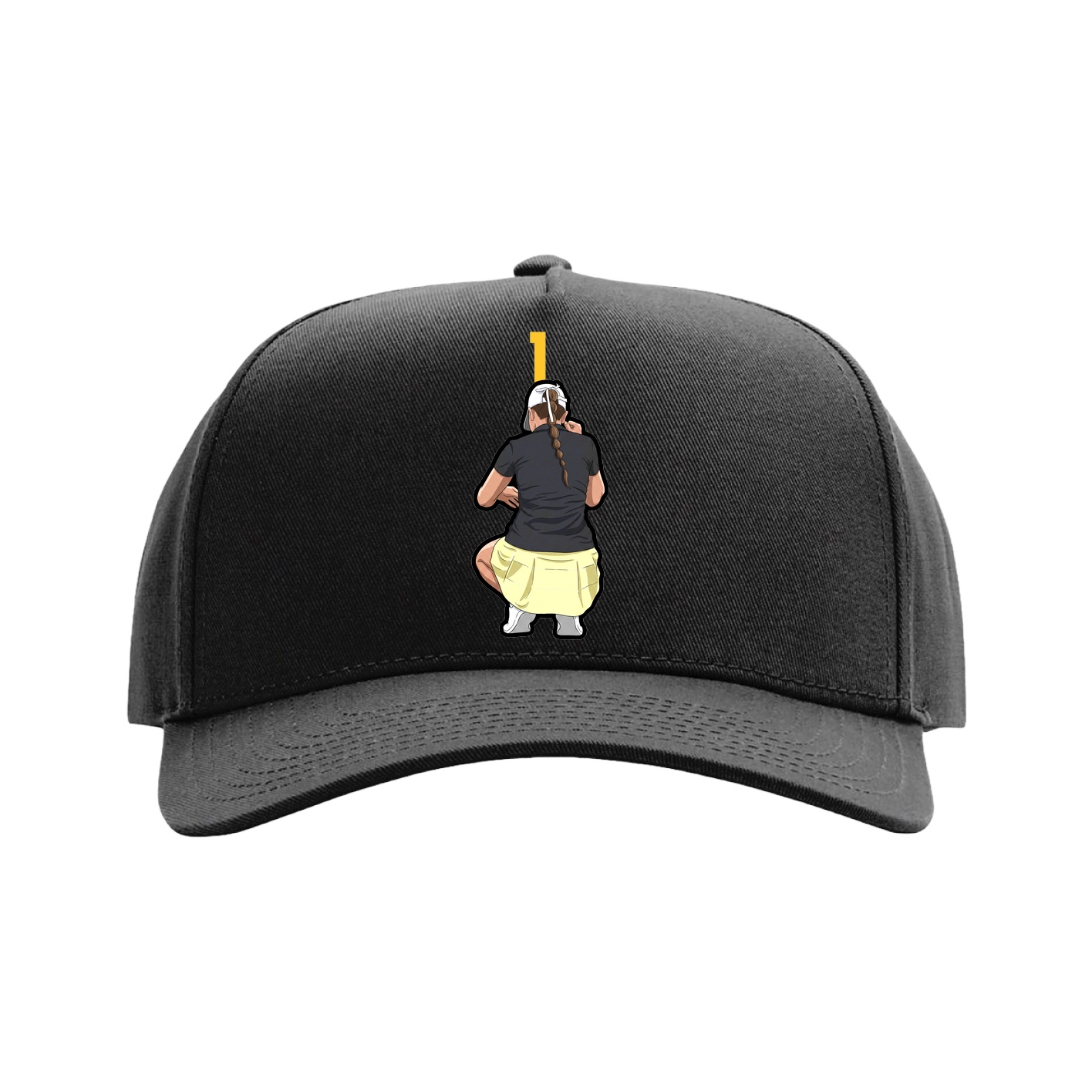 Full Fabric Five-Panel Champ Cap — Number Top in Black