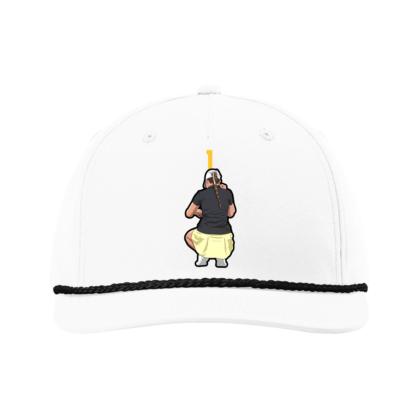 Five-Panel Classic Rope Cap — Number Top in White