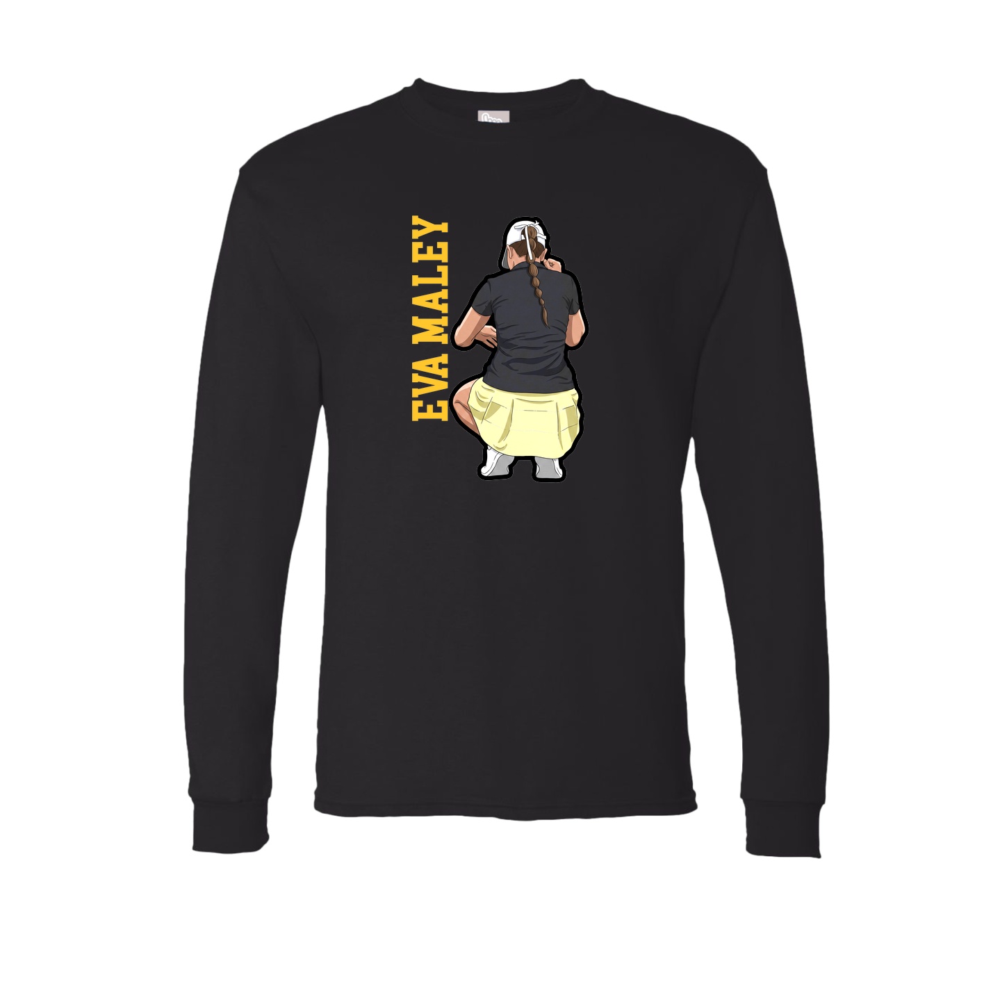 Long Sleeve Tee — Name Vertical in Black
