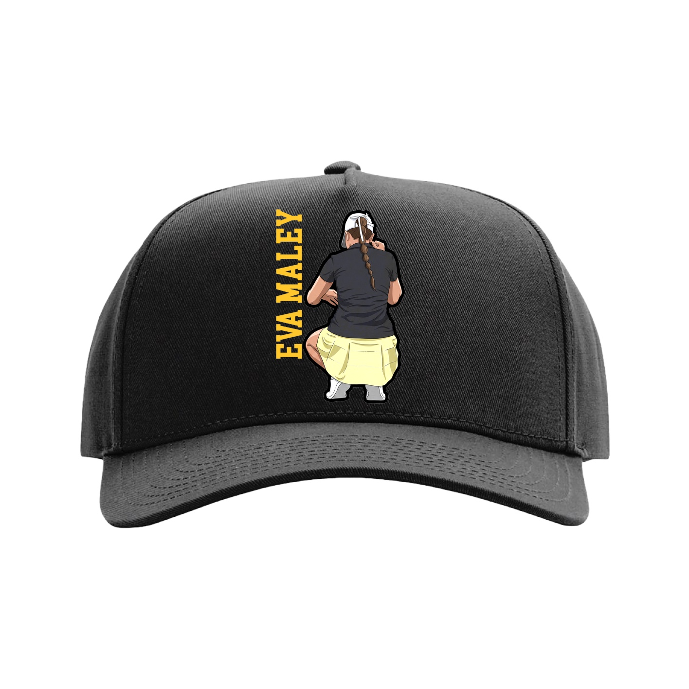 Full Fabric Five-Panel Champ Cap — Name Vertical in Black