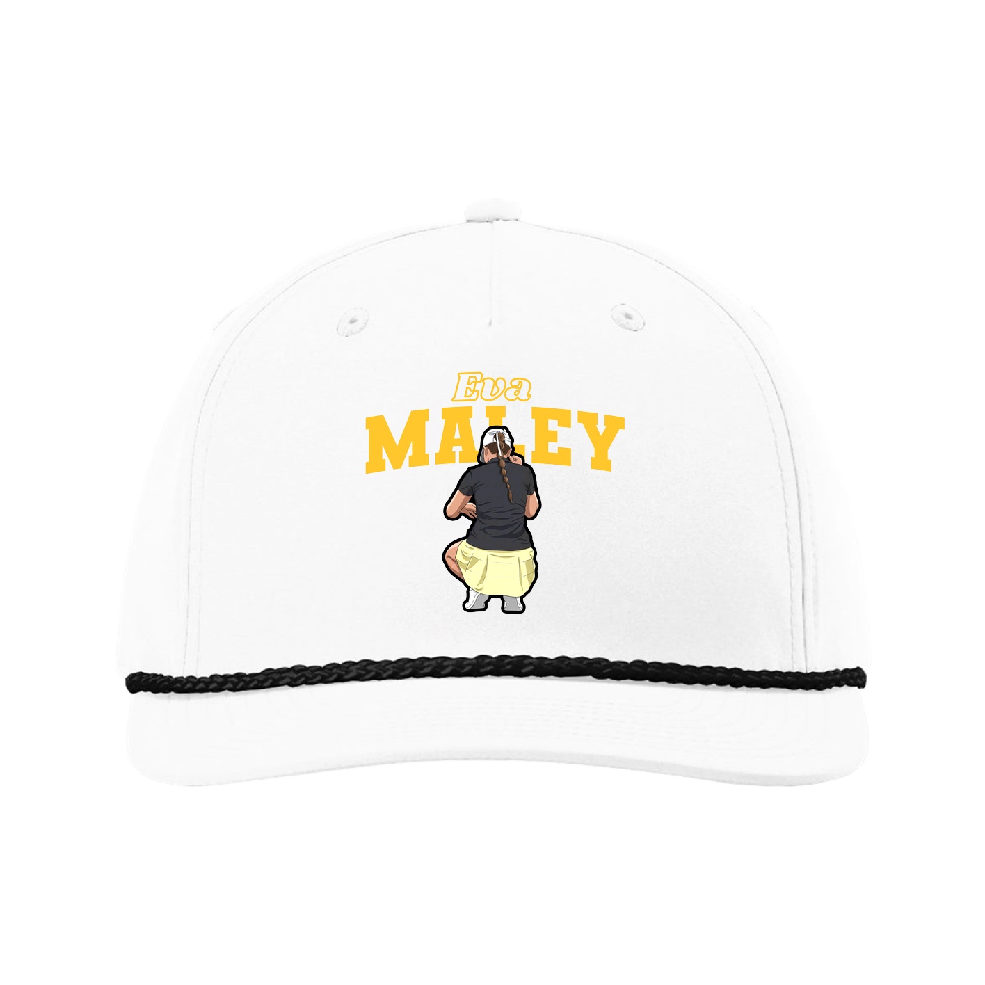 Five-Panel Classic Rope Cap — Name Arch in White