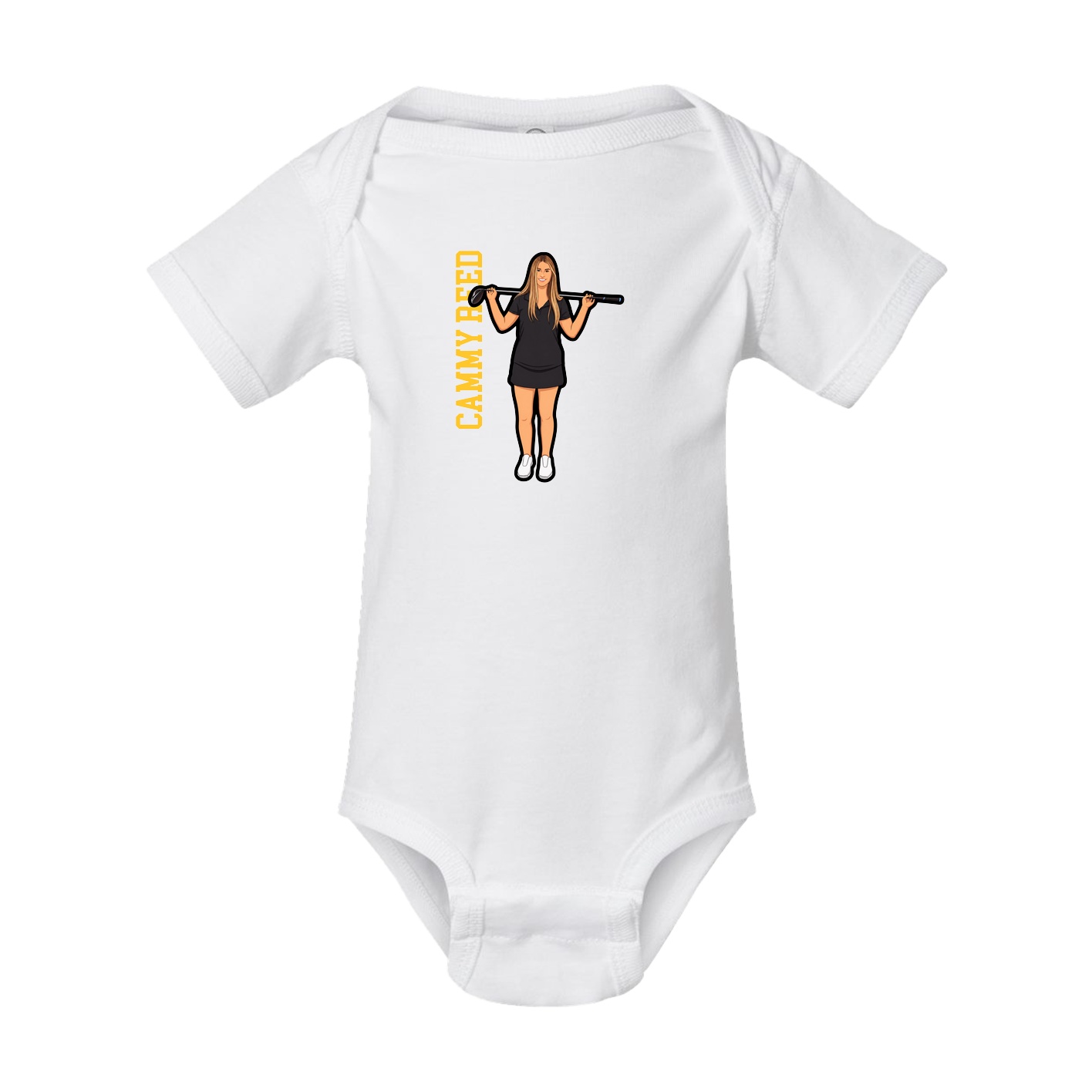 Baby Onesie — Name Vertical in White