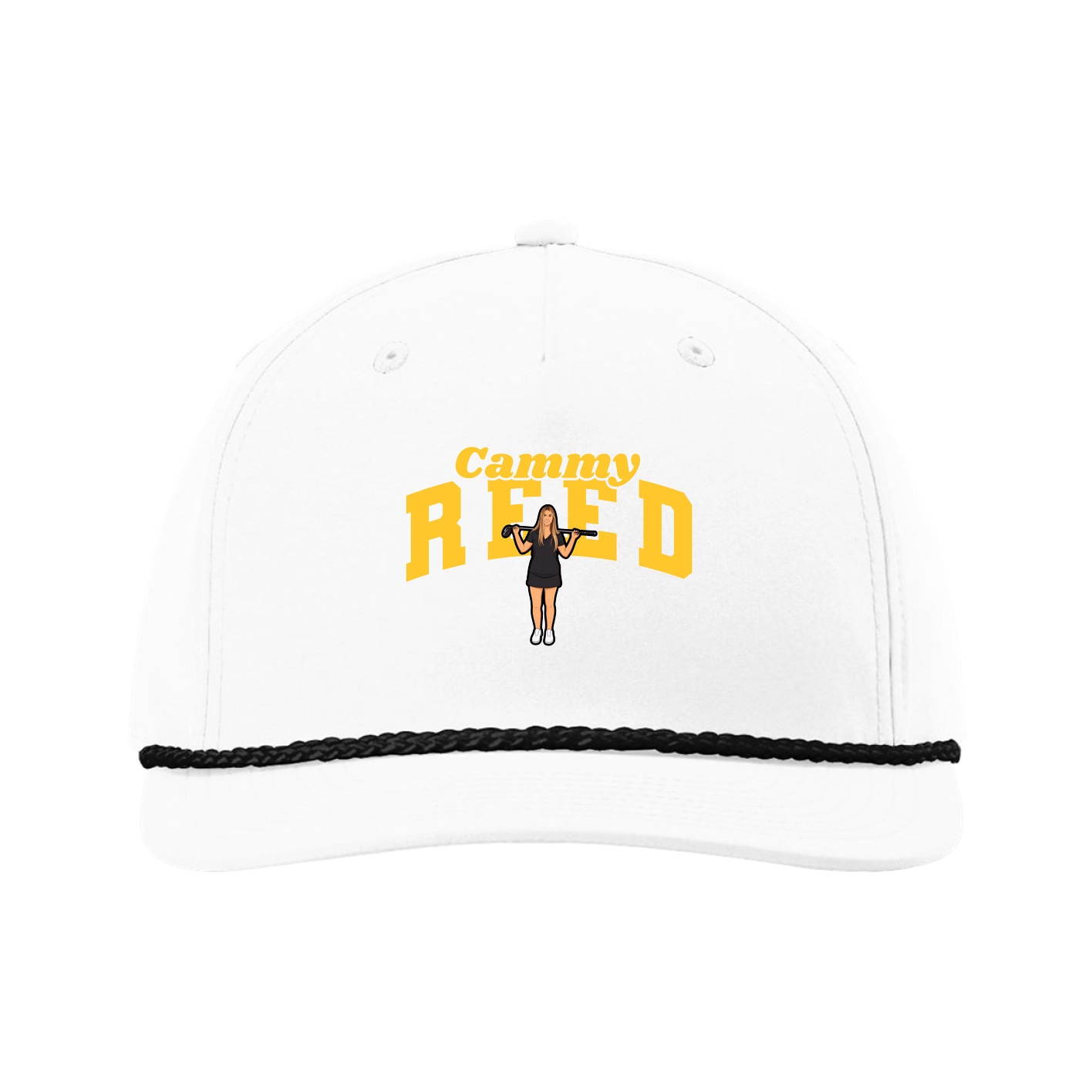 Five-Panel Classic Rope Cap — Signature Arch in White