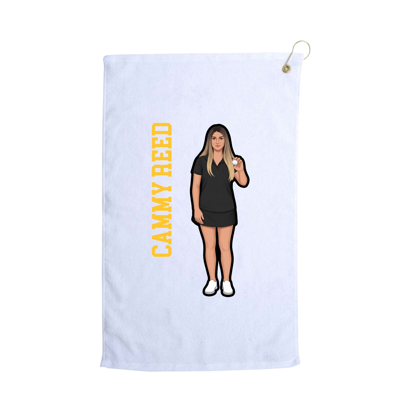 Golf Towel — Name Vertical in White