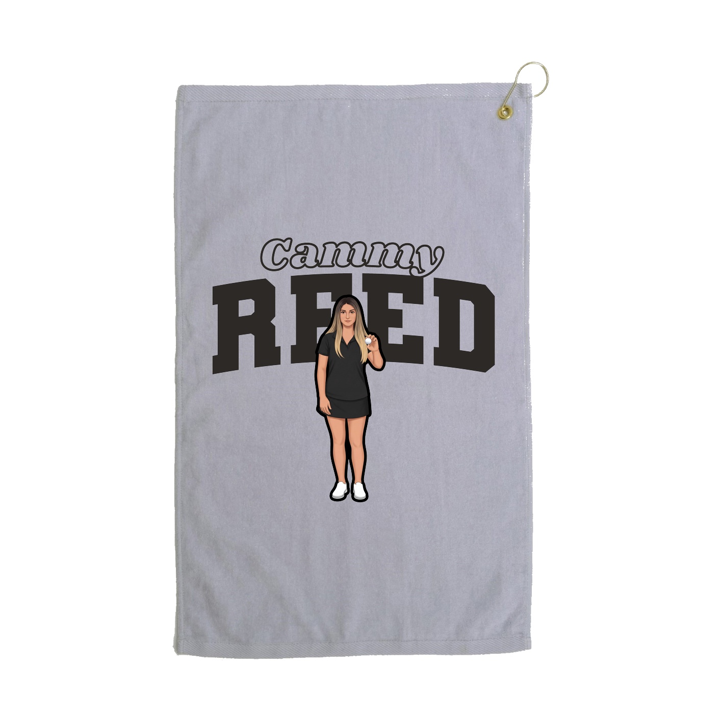 Golf Towel — Name Arch in Grey
