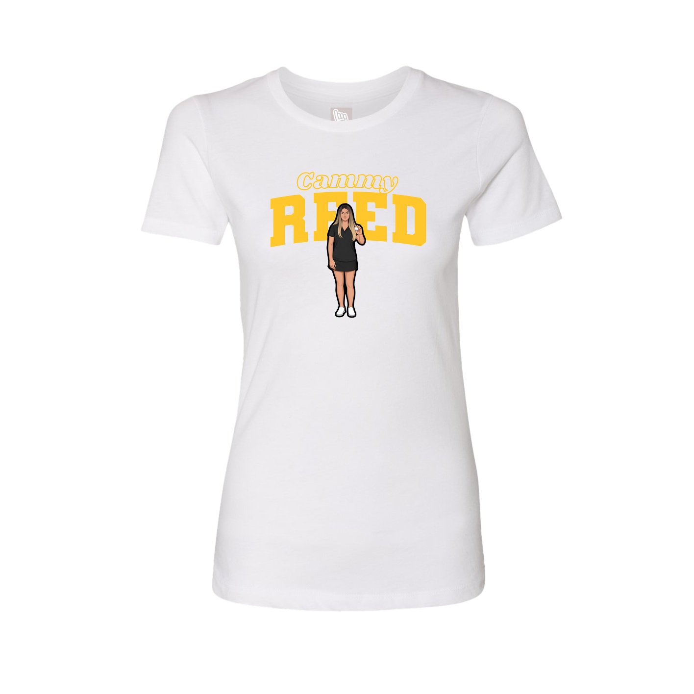 Fitted Women's Tee — Name Arch in White