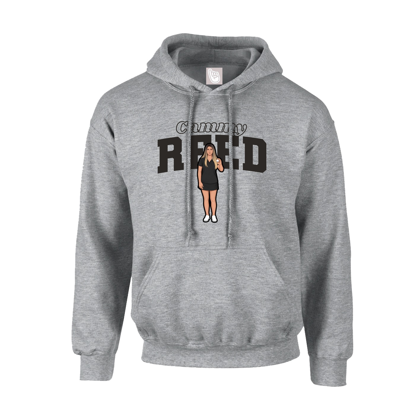 Youth Hoodie — Name Arch in Grey