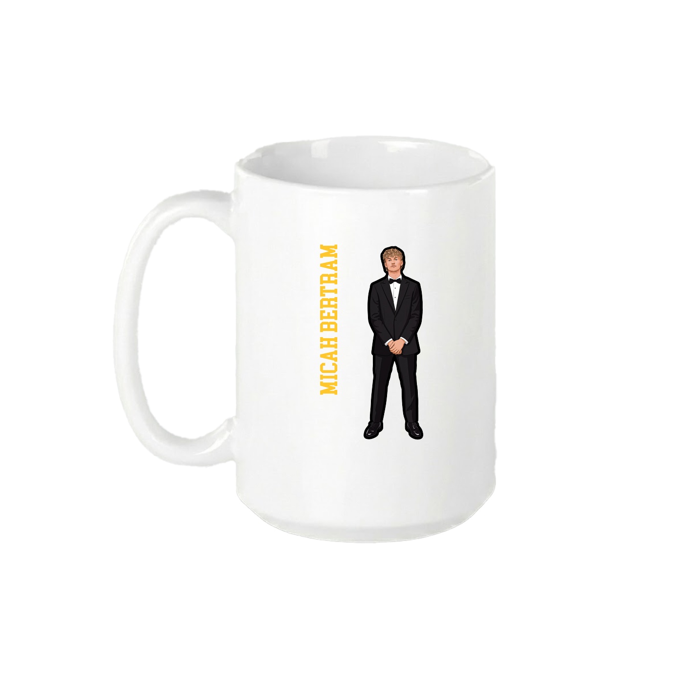 15oz Coffee Mug — Name Vertical in White
