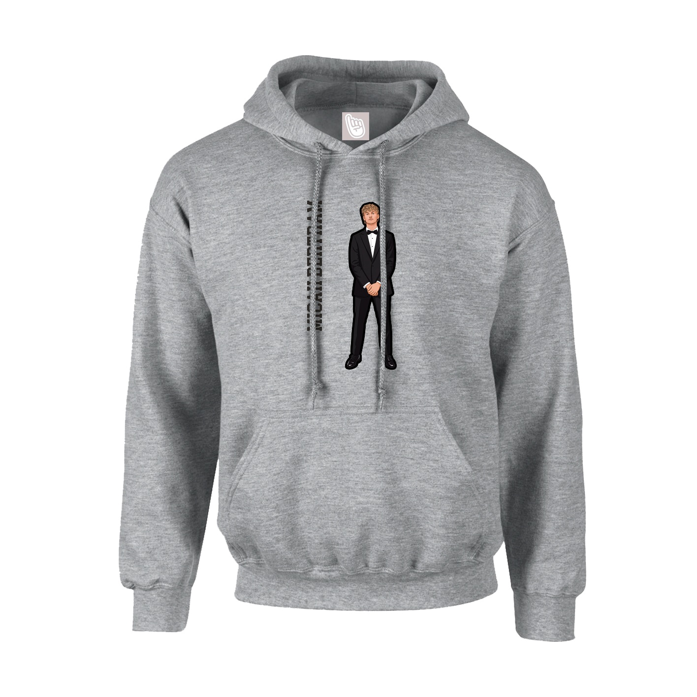 Youth Hoodie — Name Vertical in Grey