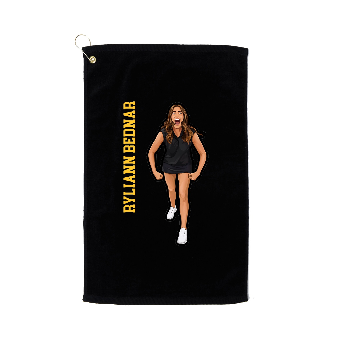 Golf Towel — Name Vertical in Black