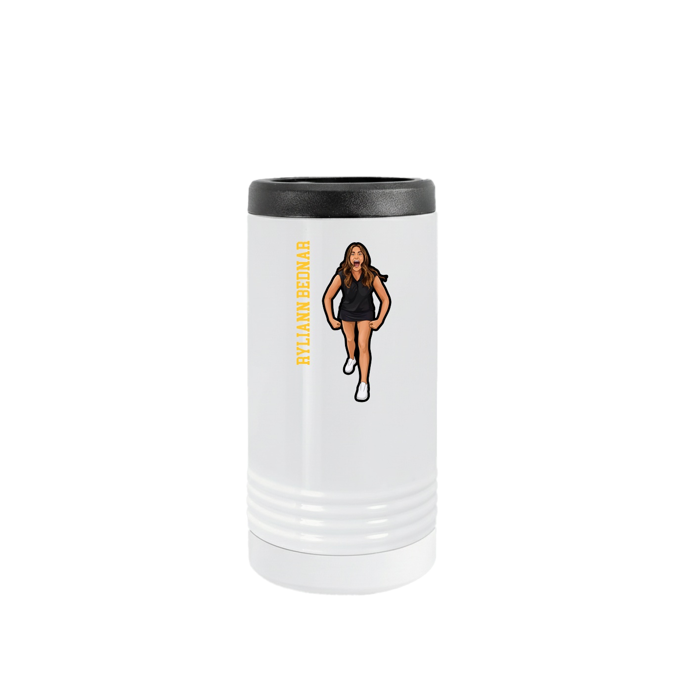 Slim Beverage Holder — Name Vertical in White