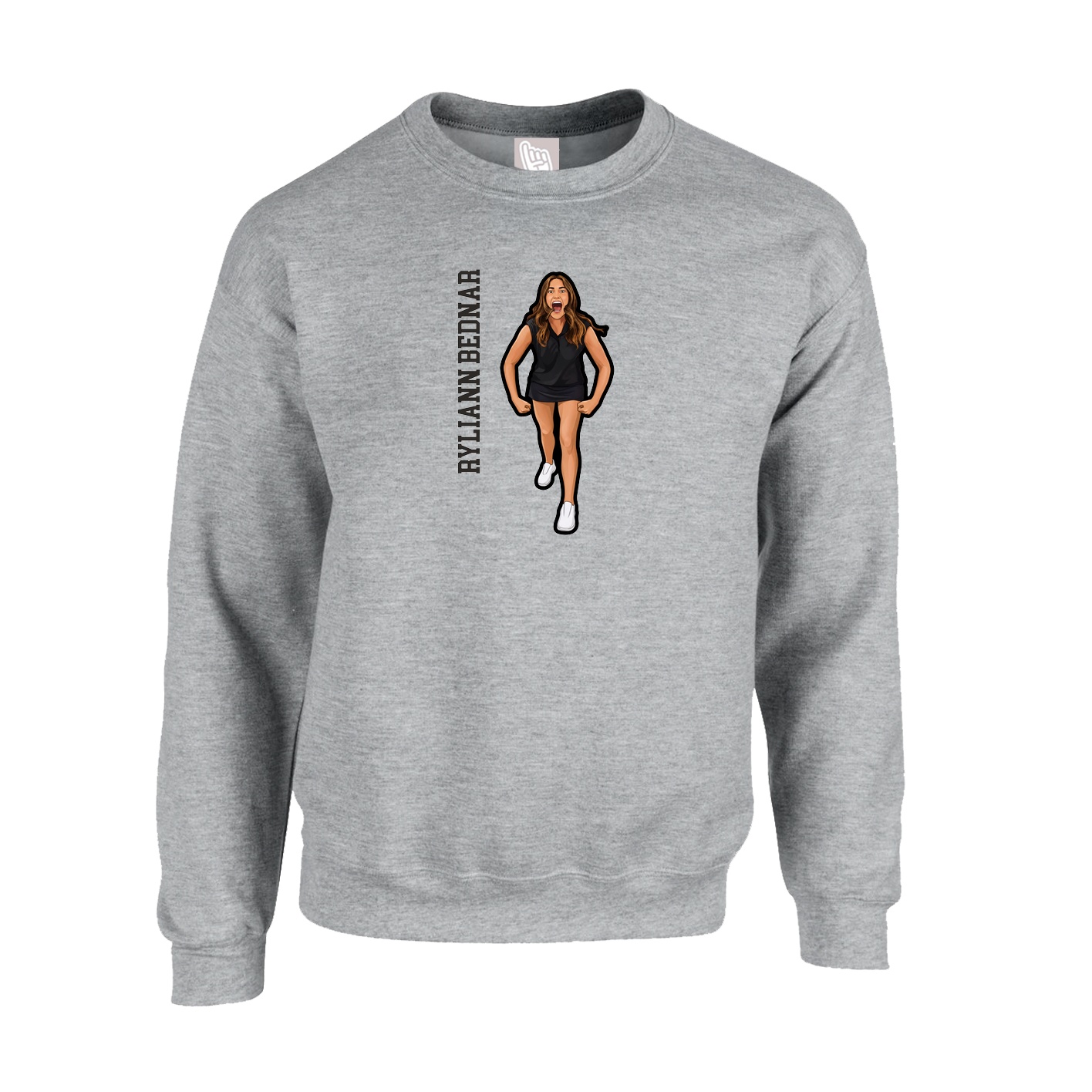 Fleece Crew — Name Vertical in Grey