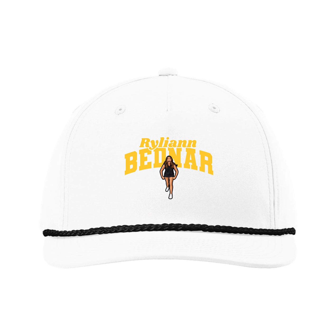 Five-Panel Classic Rope Cap — Signature Arch in White