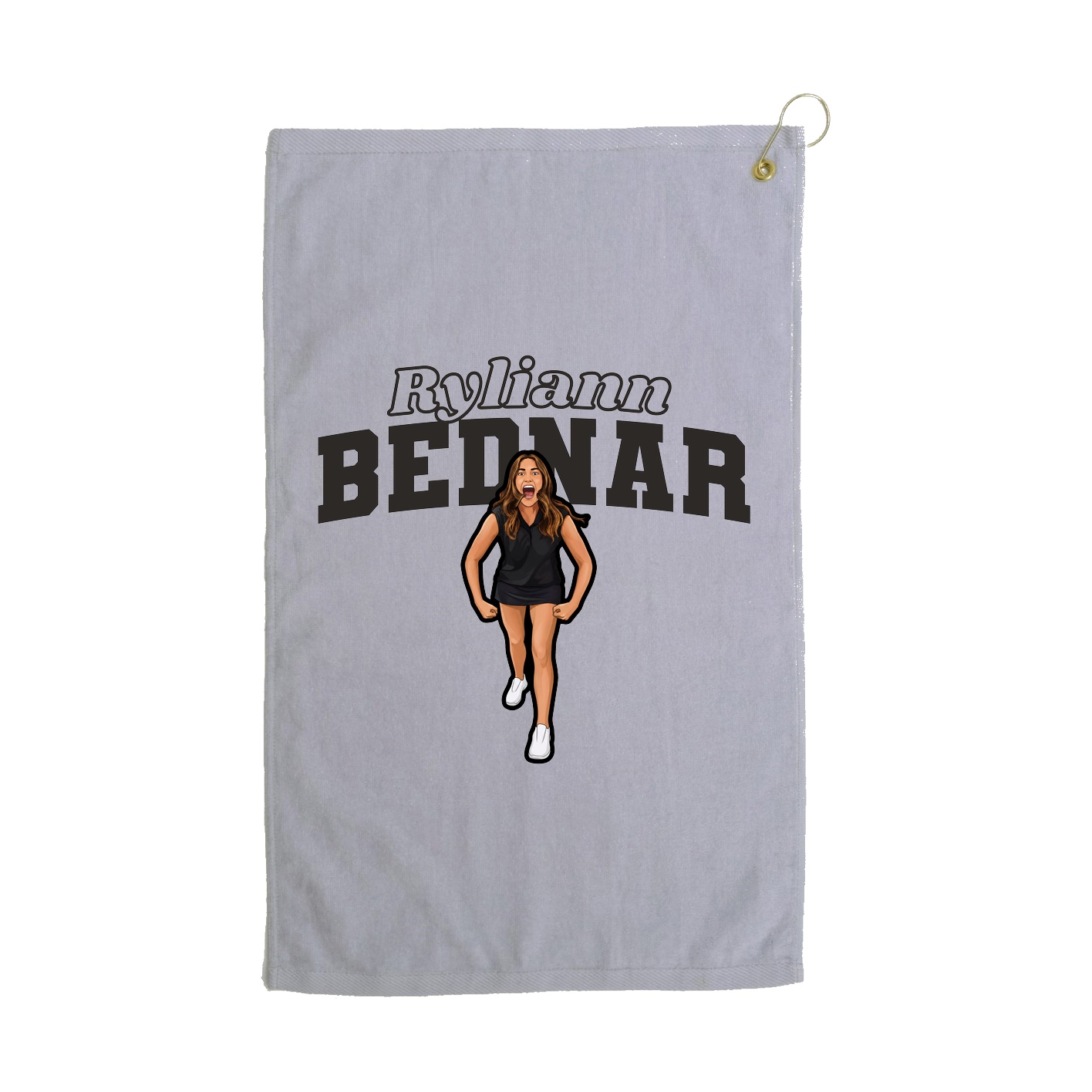 Golf Towel — Name Arch in Grey