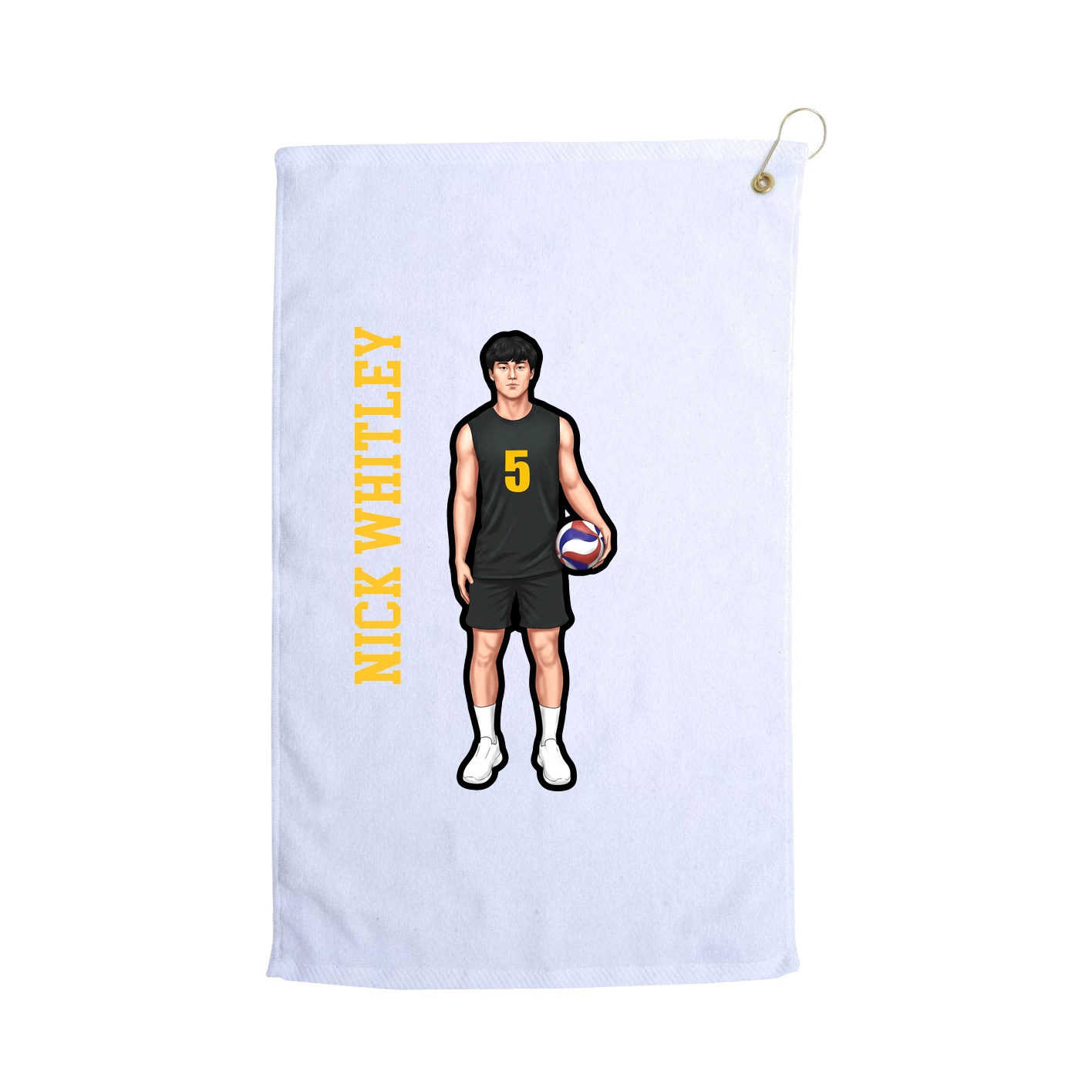 Golf Towel — Name Vertical in White