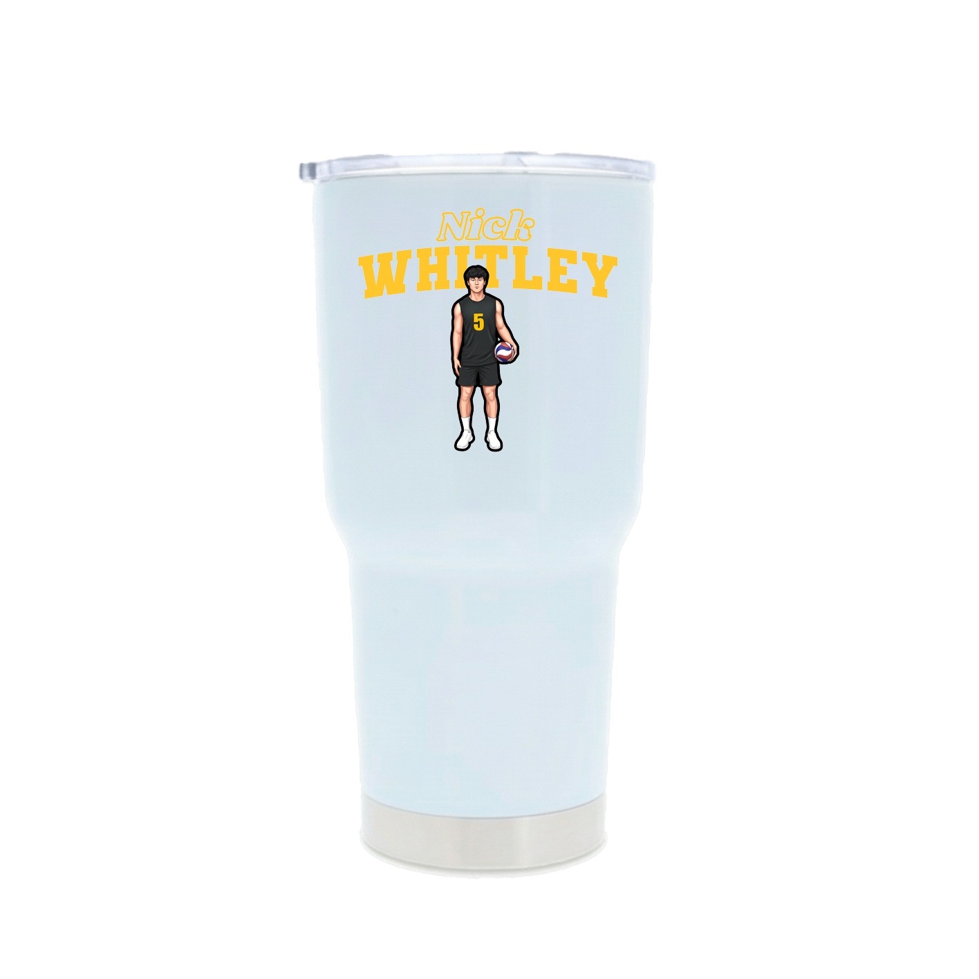 30oz Stainless Steel Tumbler — Name Arch in White