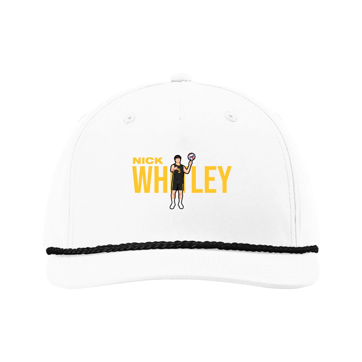 Five-Panel Classic Rope Cap — Player Name in White