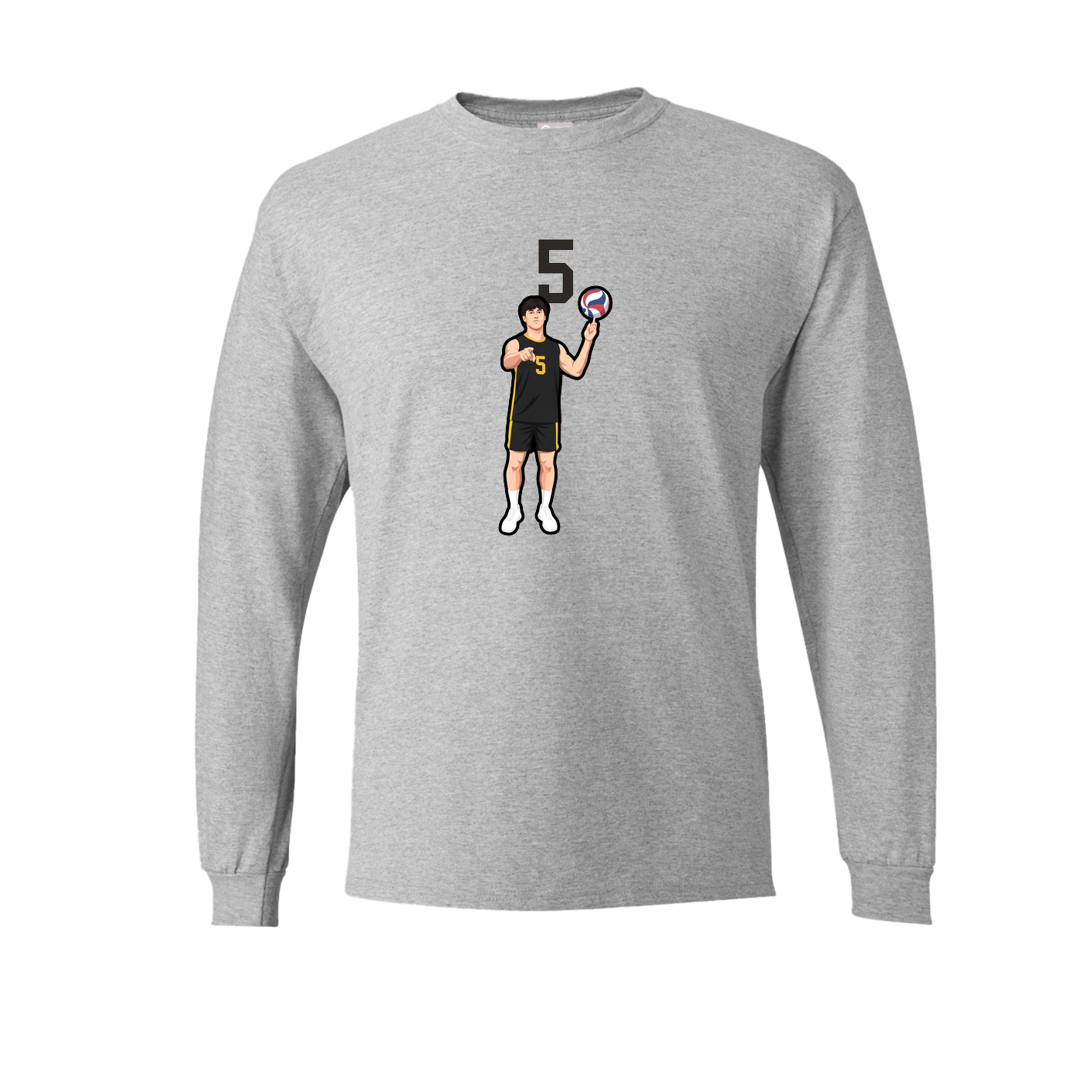 Long Sleeve Tee — Number Top in Grey