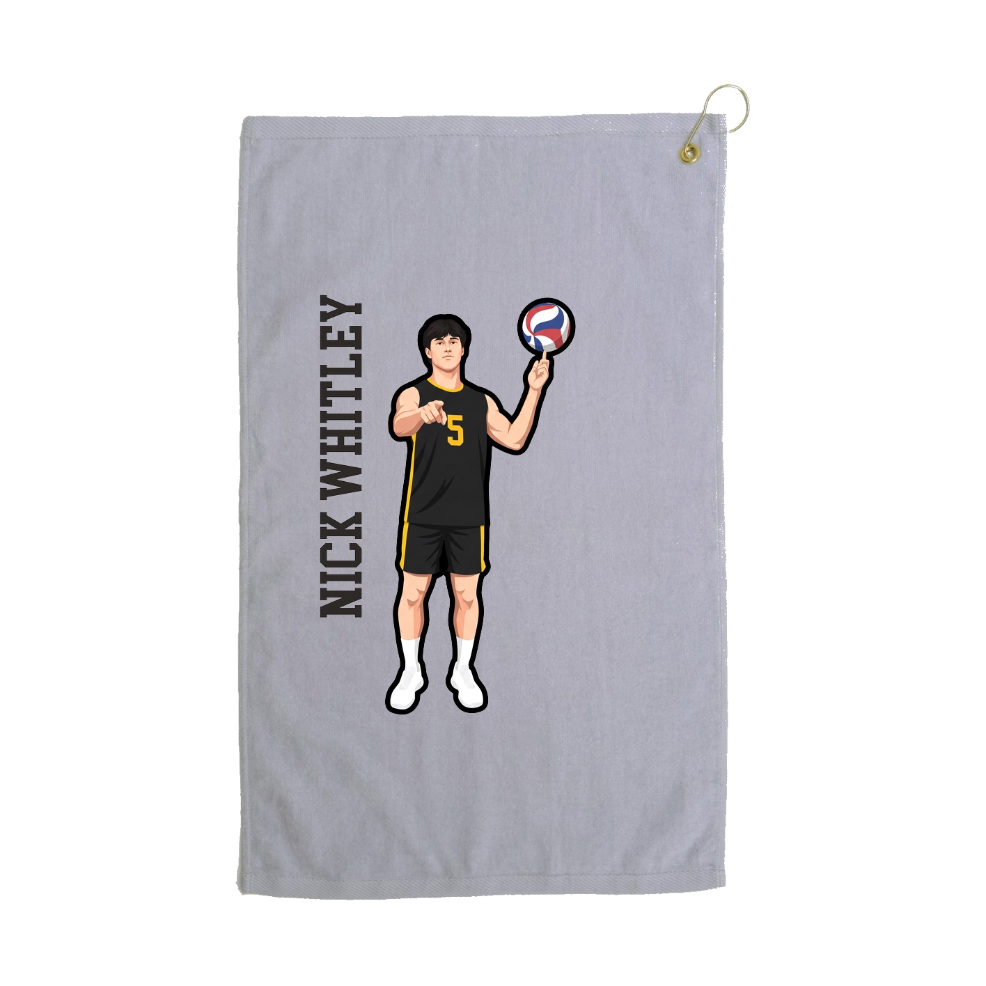 Golf Towel — Name Vertical in Grey