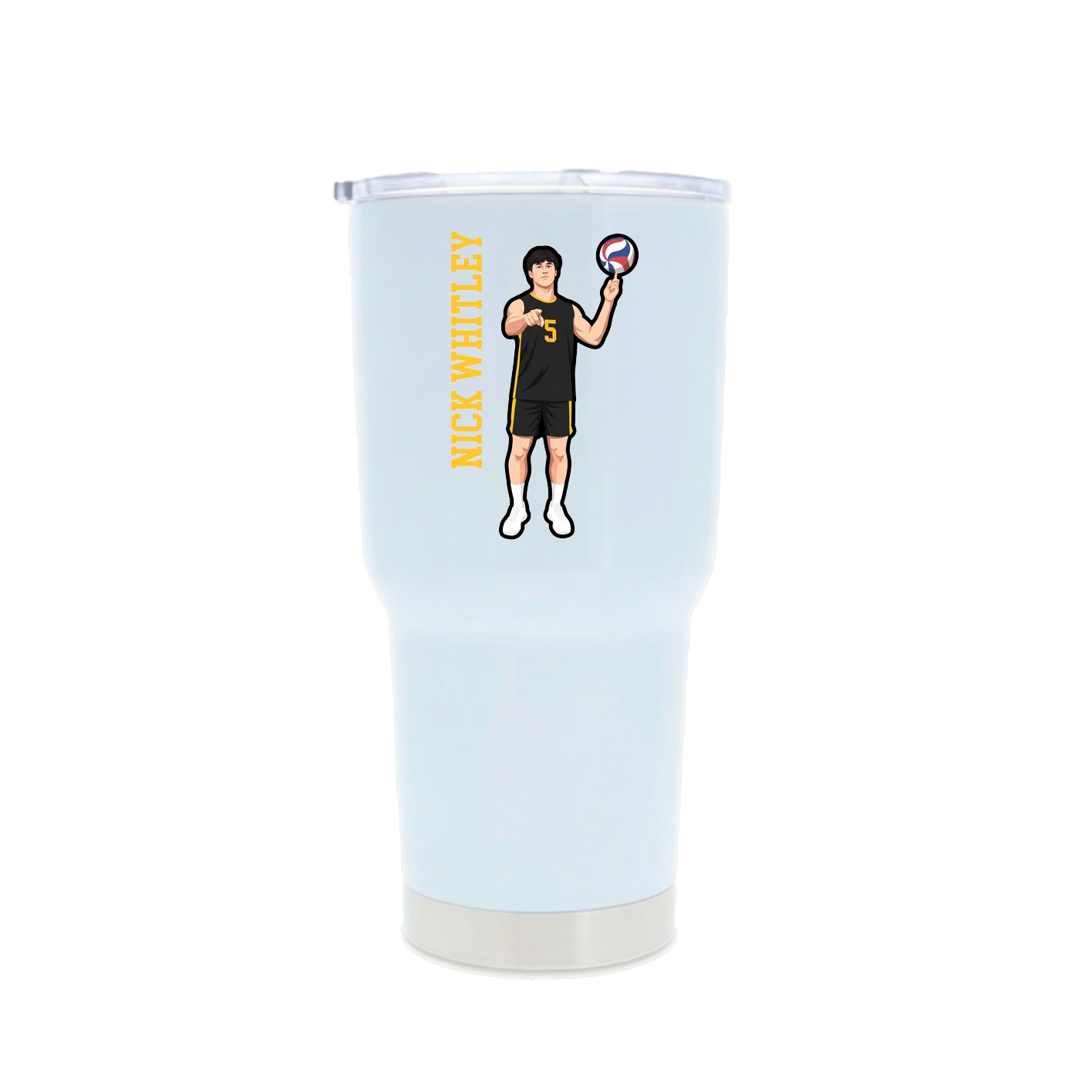 30oz Stainless Steel Tumbler — Name Vertical in White