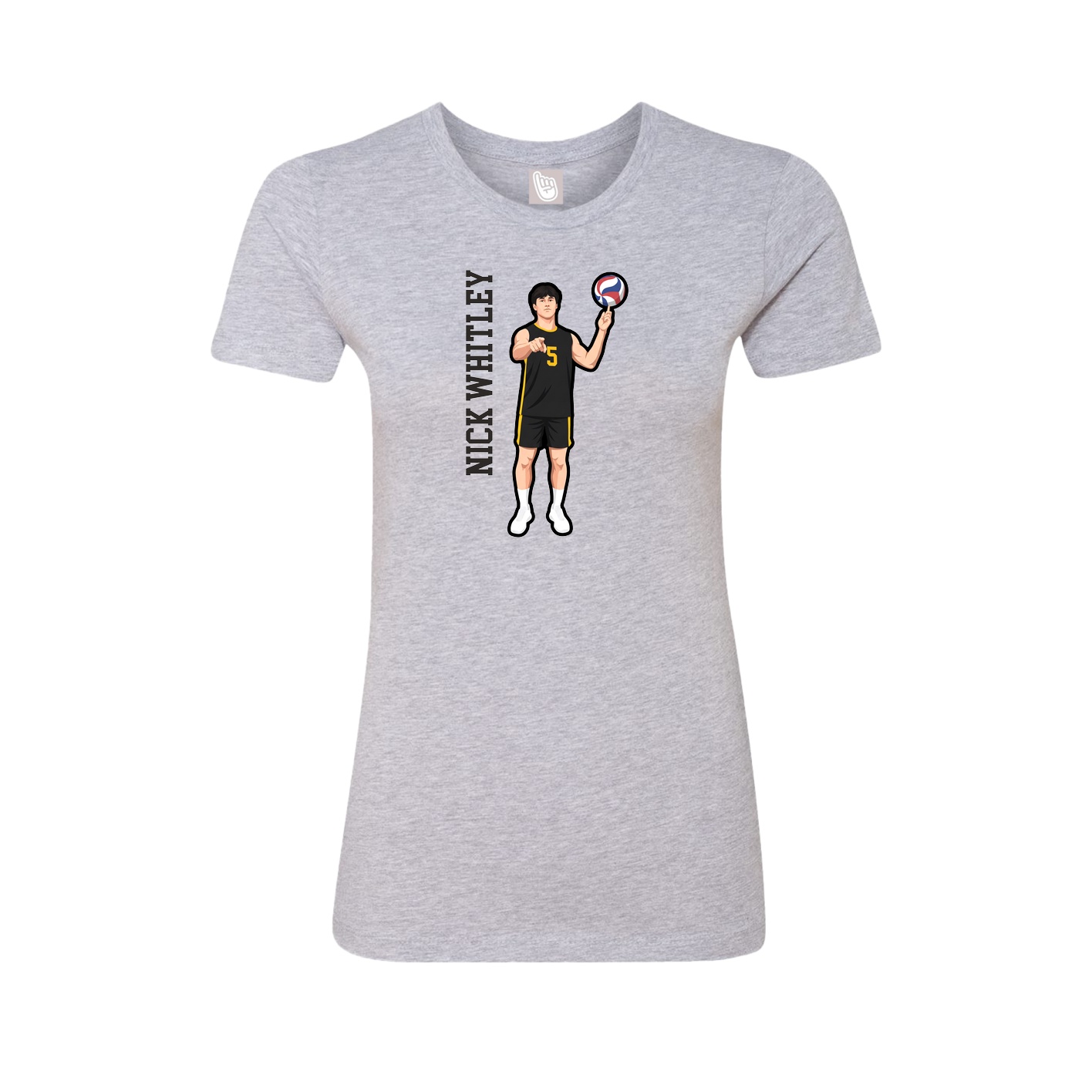 Fitted Women's Tee — Name Vertical in Grey