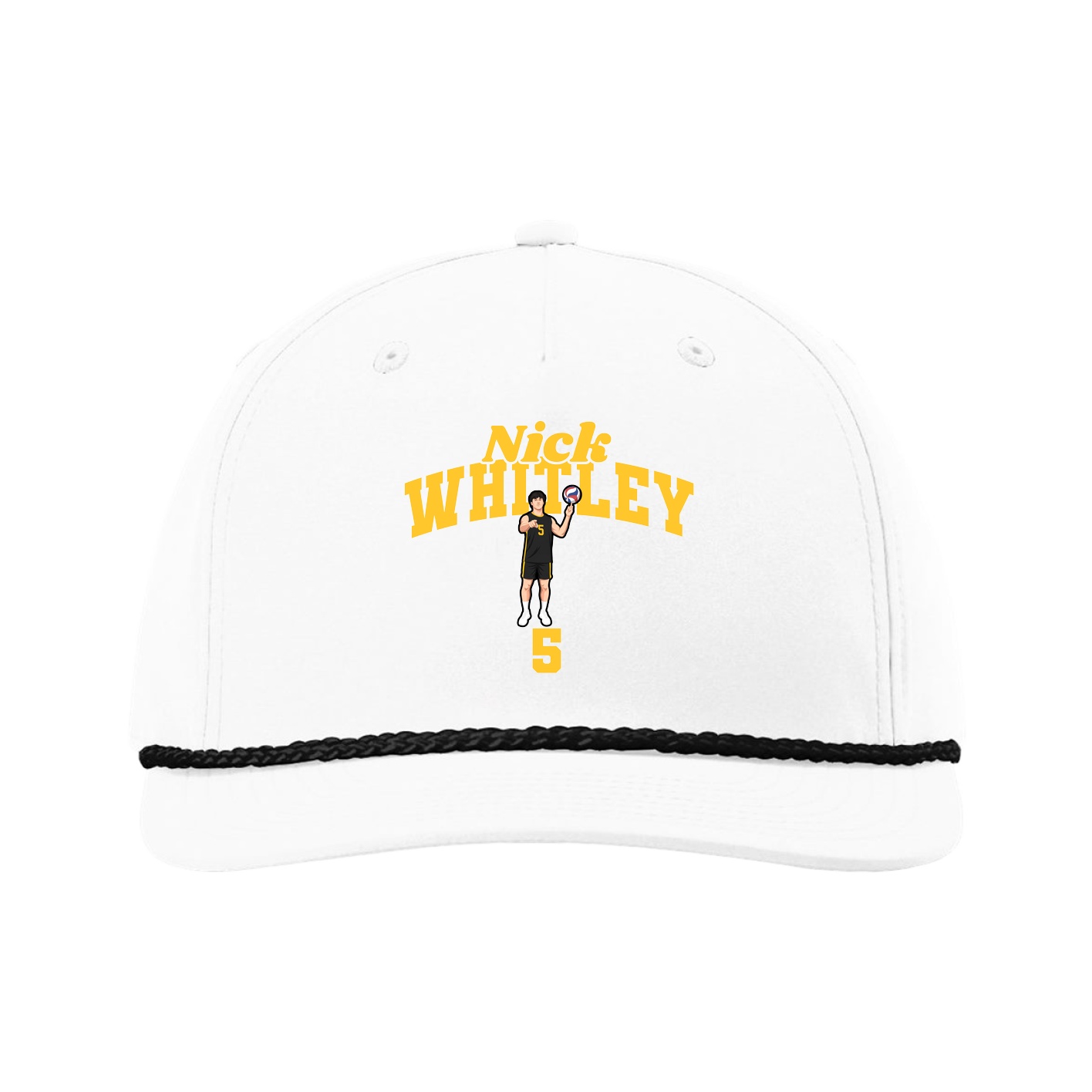 Five-Panel Classic Rope Cap — Signature Arch in White