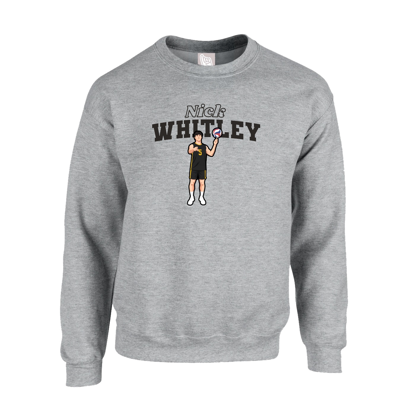 Fleece Crew — Name Arch in Grey