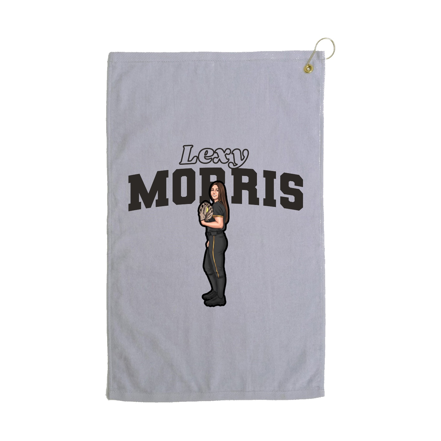 Golf Towel — Name Arch in Grey