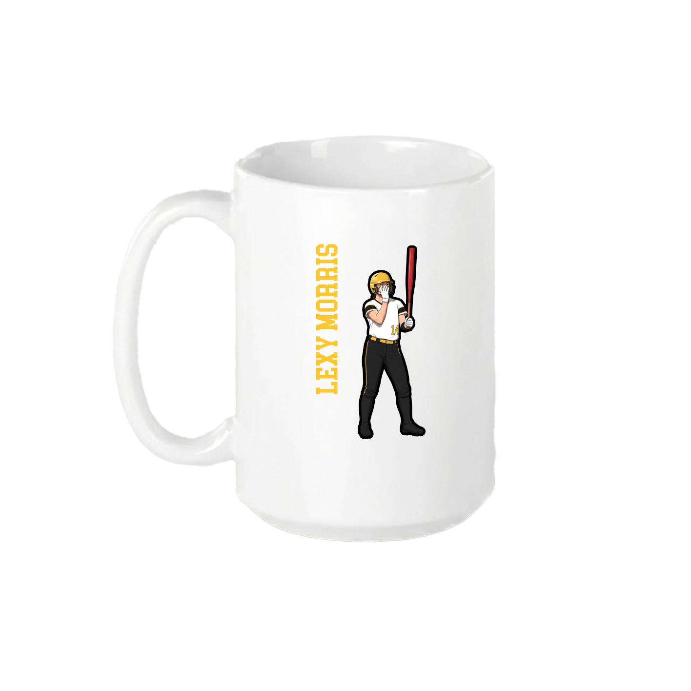 15oz Coffee Mug — Name Vertical in White