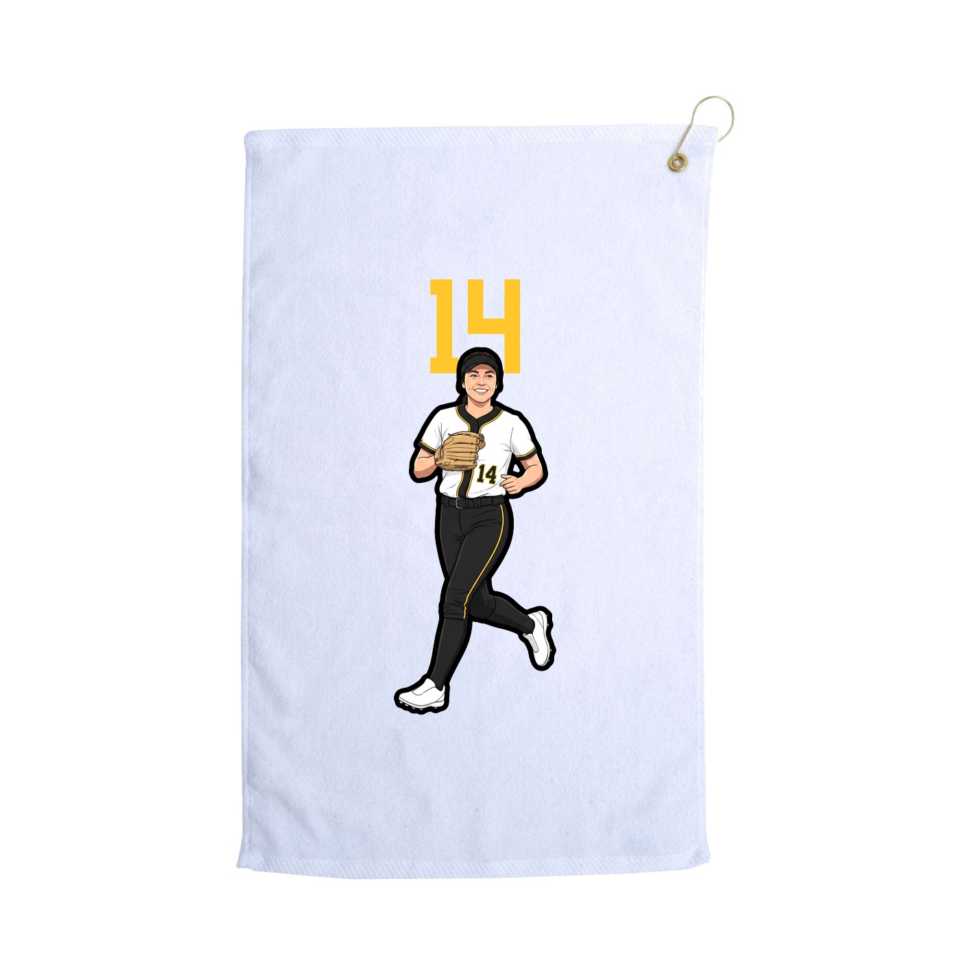 Golf Towel — Number Top in White
