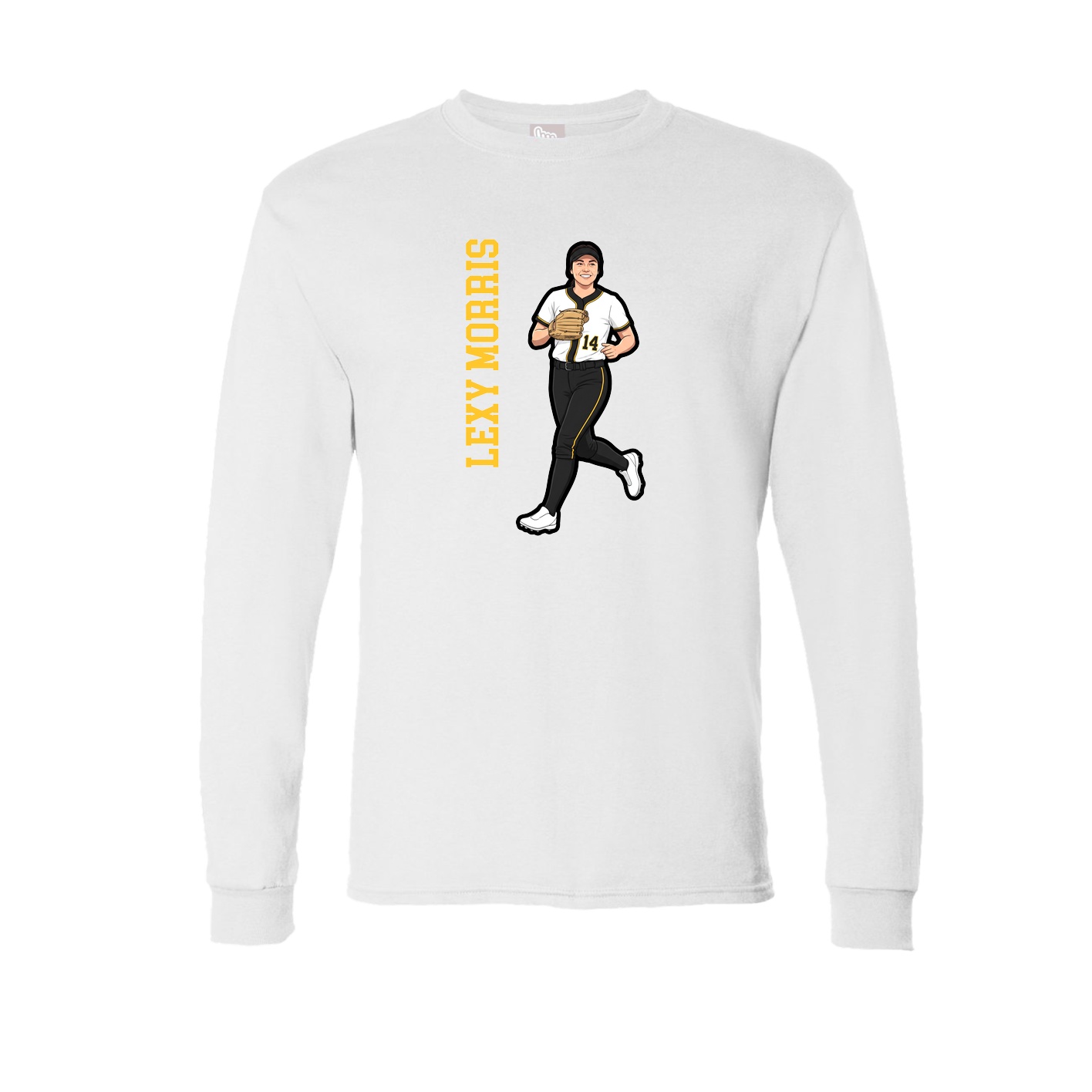 Long Sleeve Tee — Name Vertical in White