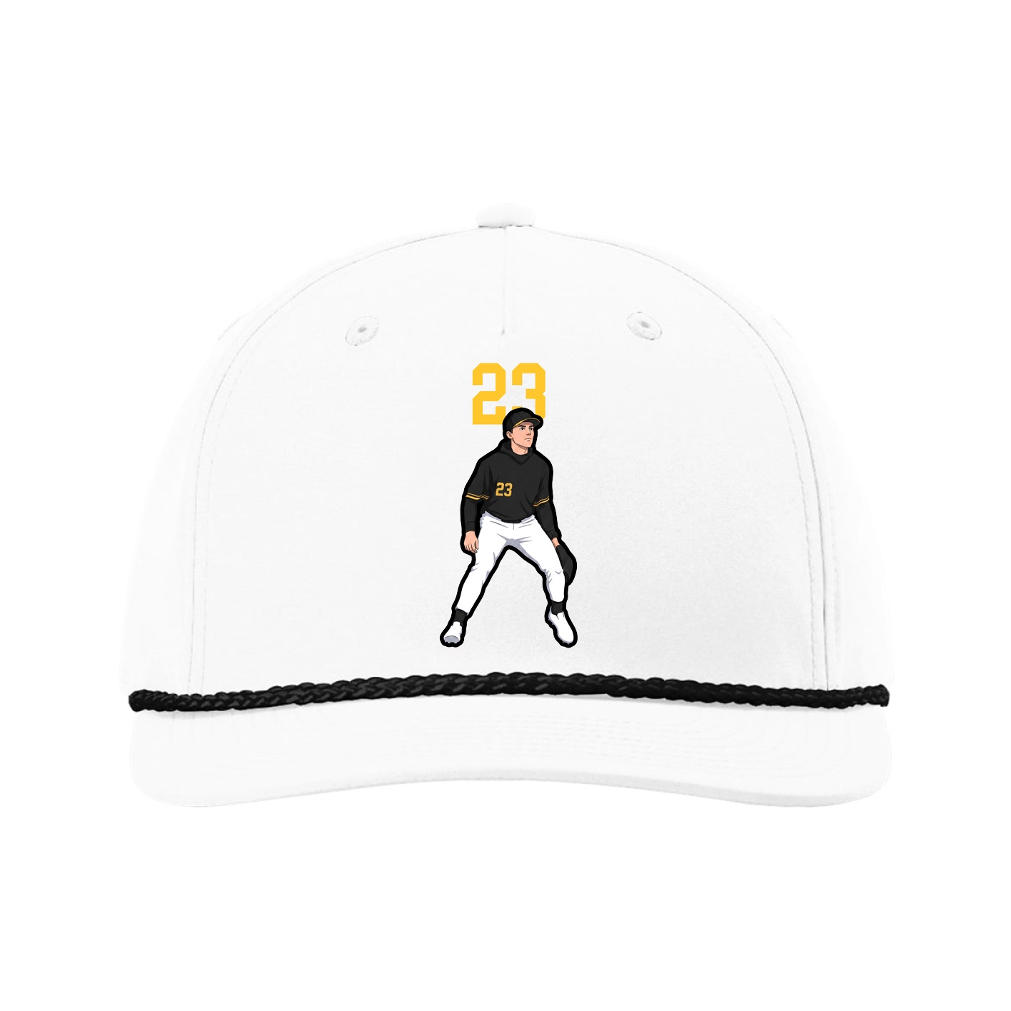 Five-Panel Classic Rope Cap — Number Top in White