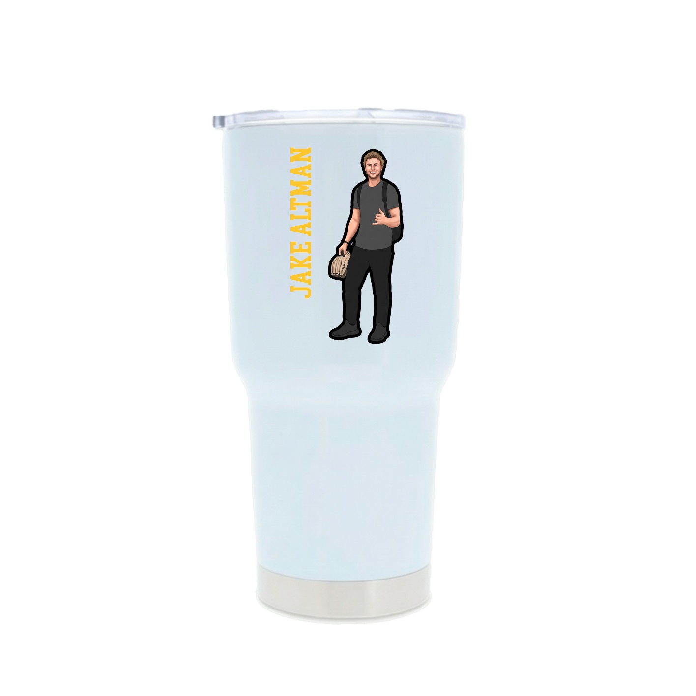 30oz Stainless Steel Tumbler — Name Vertical in White