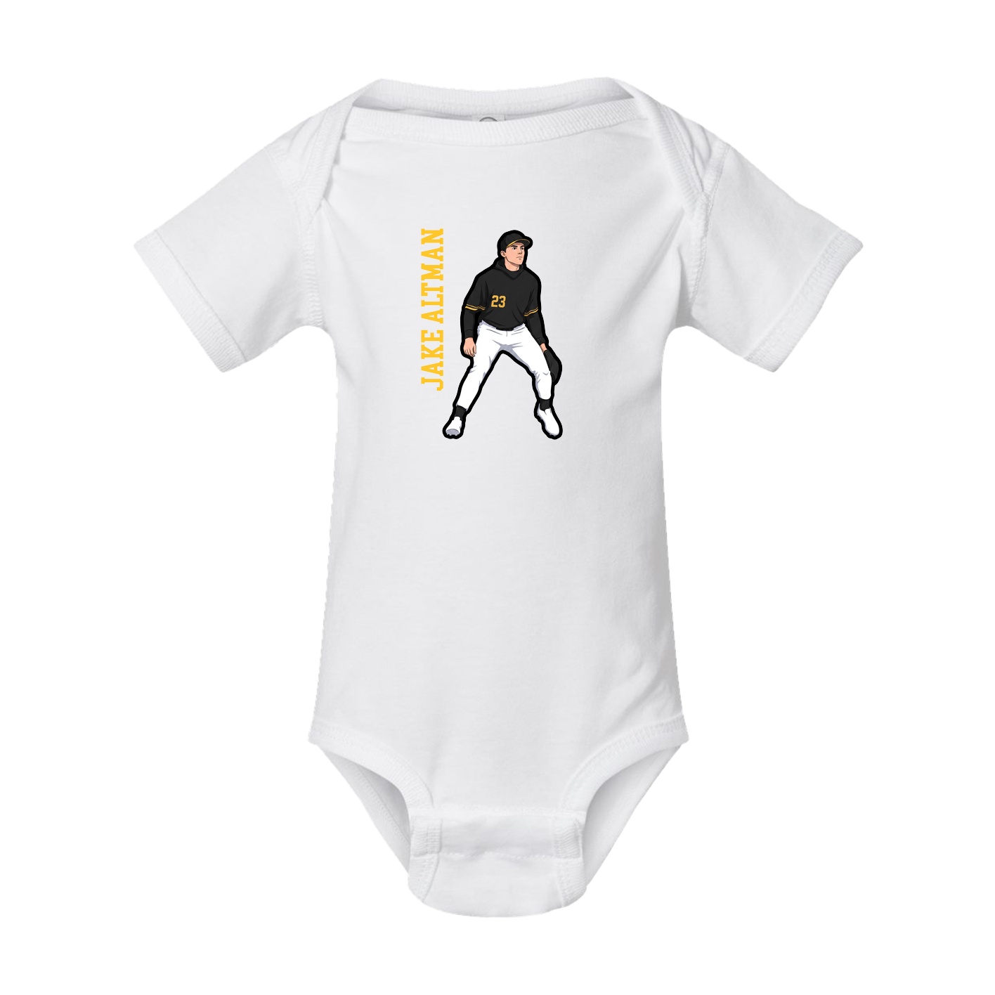 Baby Onesie — Name Vertical in White